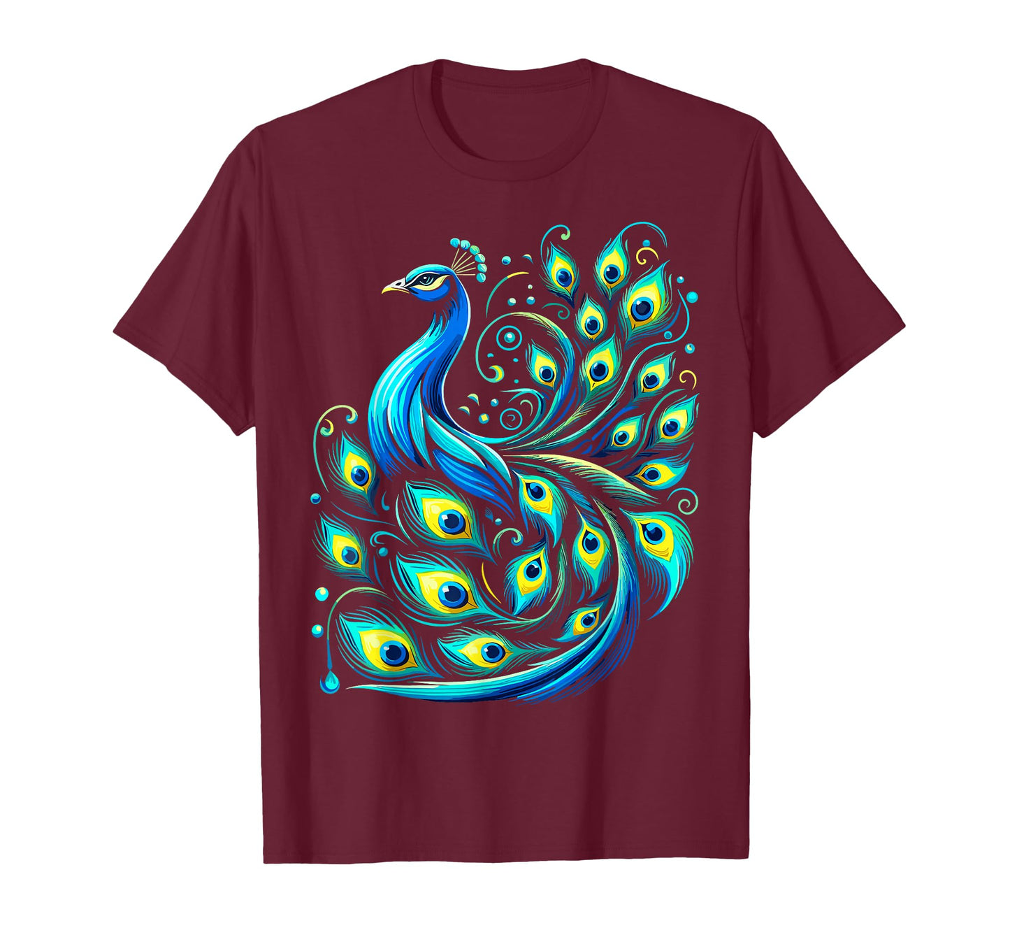 Beautiful Blue Peacock Teal Feathers Bird T-Shirt