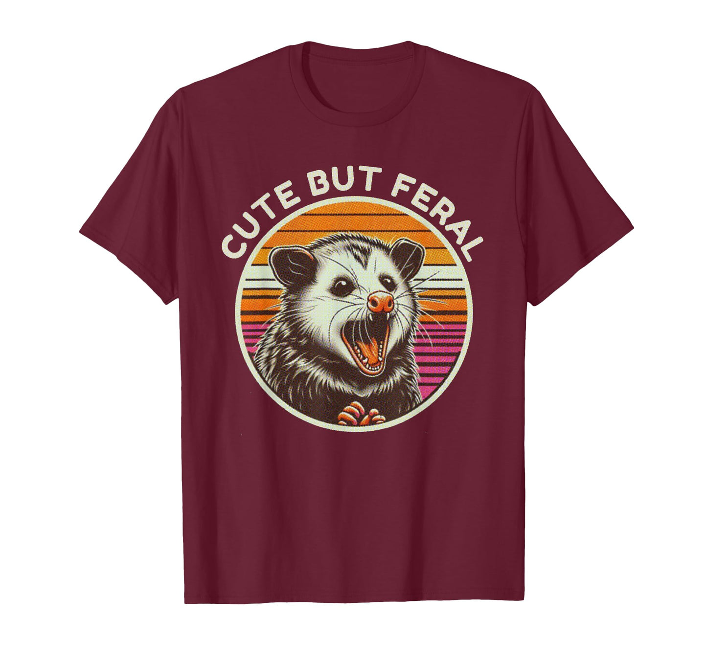 Retro Cute But Feral Opossum Funny T-Shirt