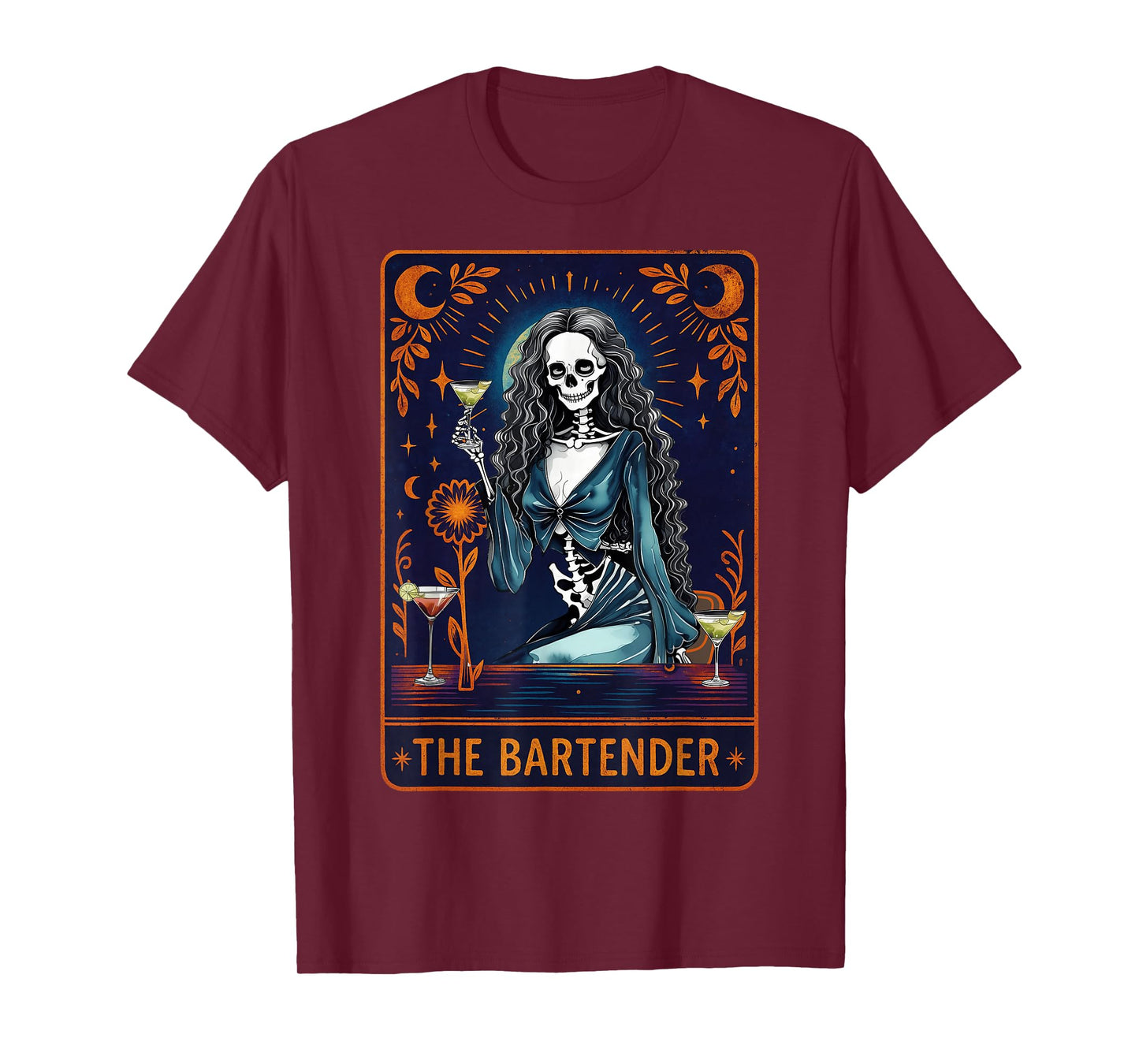 Bartender Tarot Card Skeleton Cocktail T-Shirt