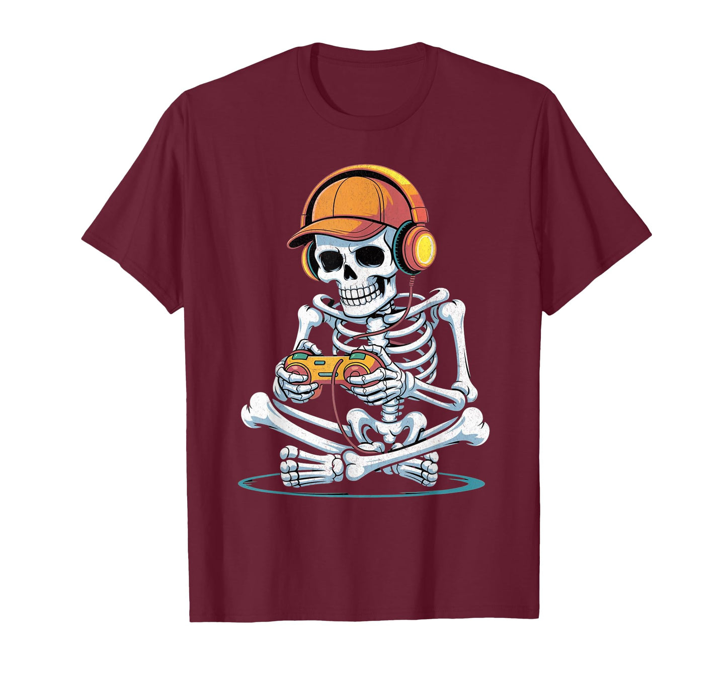 Halloween Skeleton Gamer Video with Headphones Gaming Boys T-Shirt