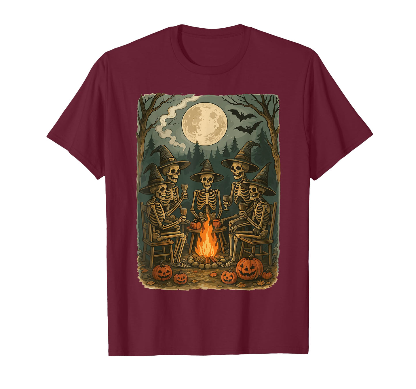 Vintage Ghost Gothic Skeleton Camping Halloween Men Women T-Shirt