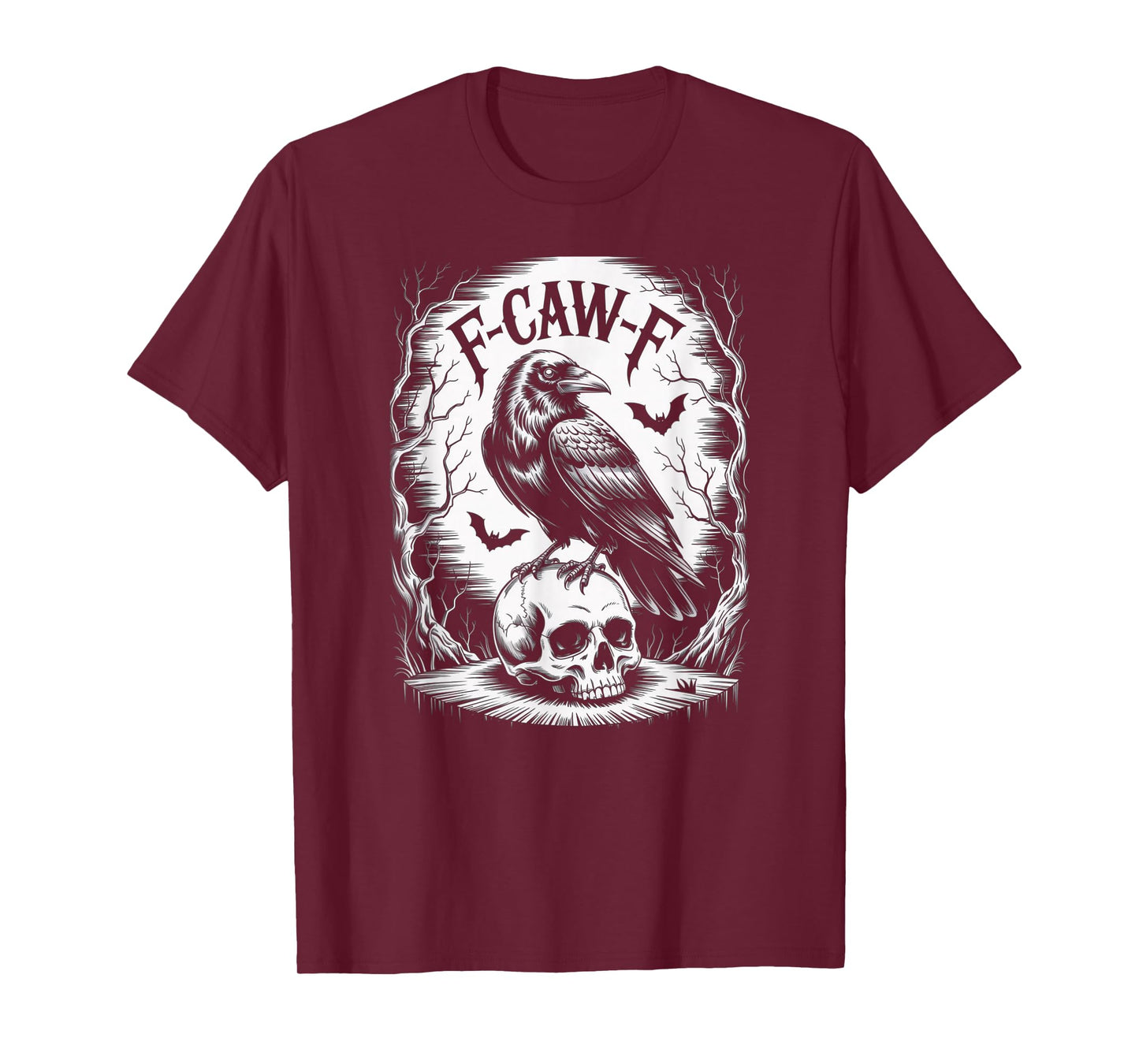 F-CAW-F Crow Skull Halloween Black Crow F-Caw-F Funny T-Shirt