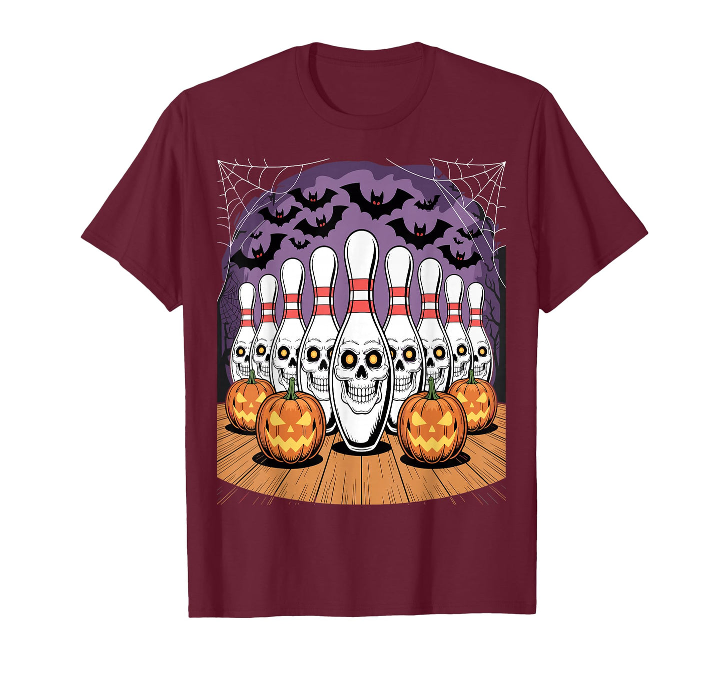 Bowling Pins Skeleton Spooky Halloween T-Shirt