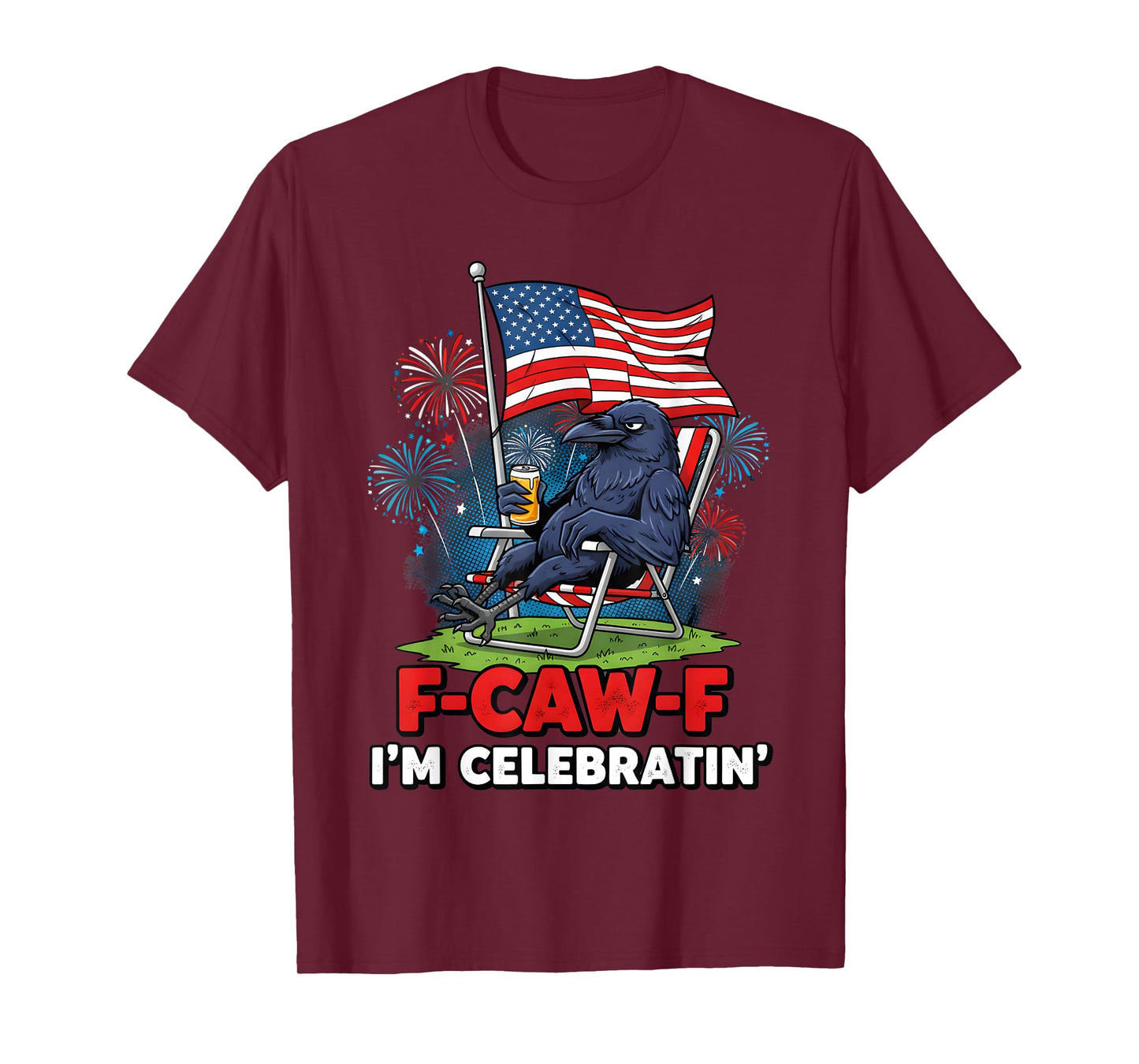 F-CAW-F Im Celebratin USA Patriotic Black Crow American Flag T-Shirt