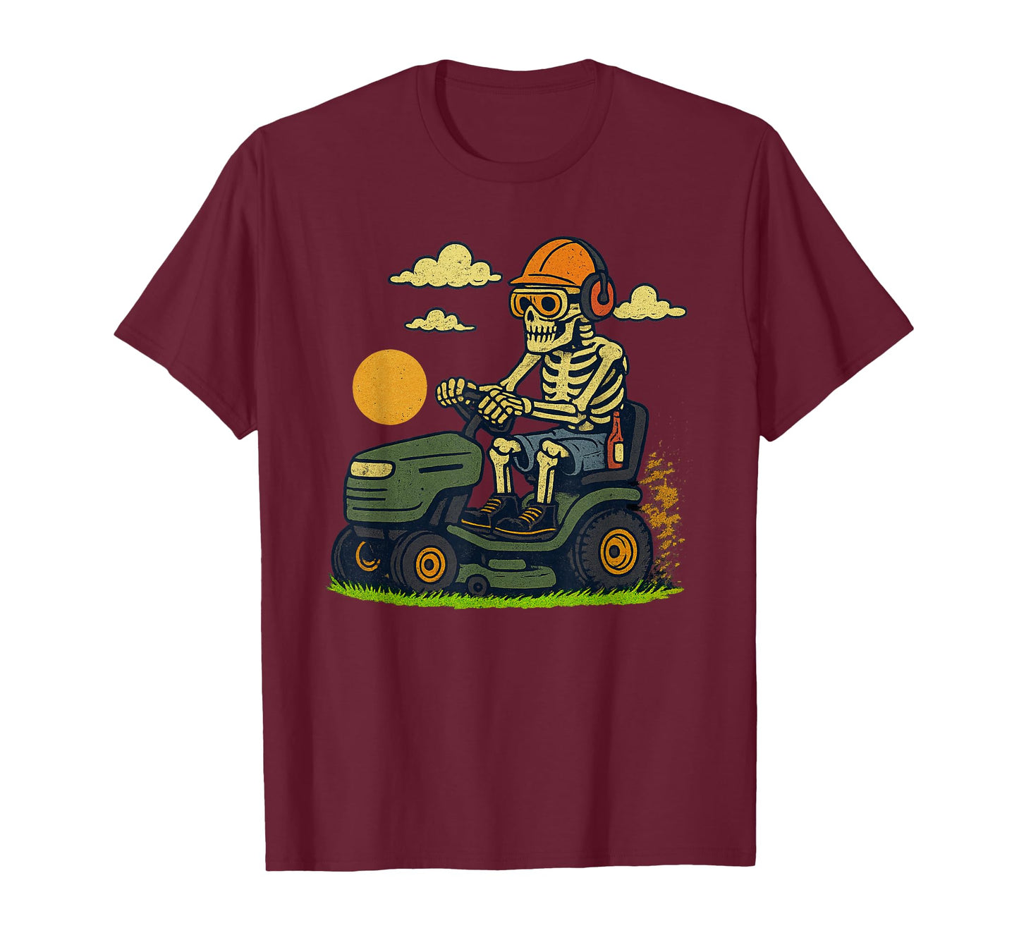 Vintage Halloween Skeleton Lawn Mower Funny Spooky Costume T-Shirt