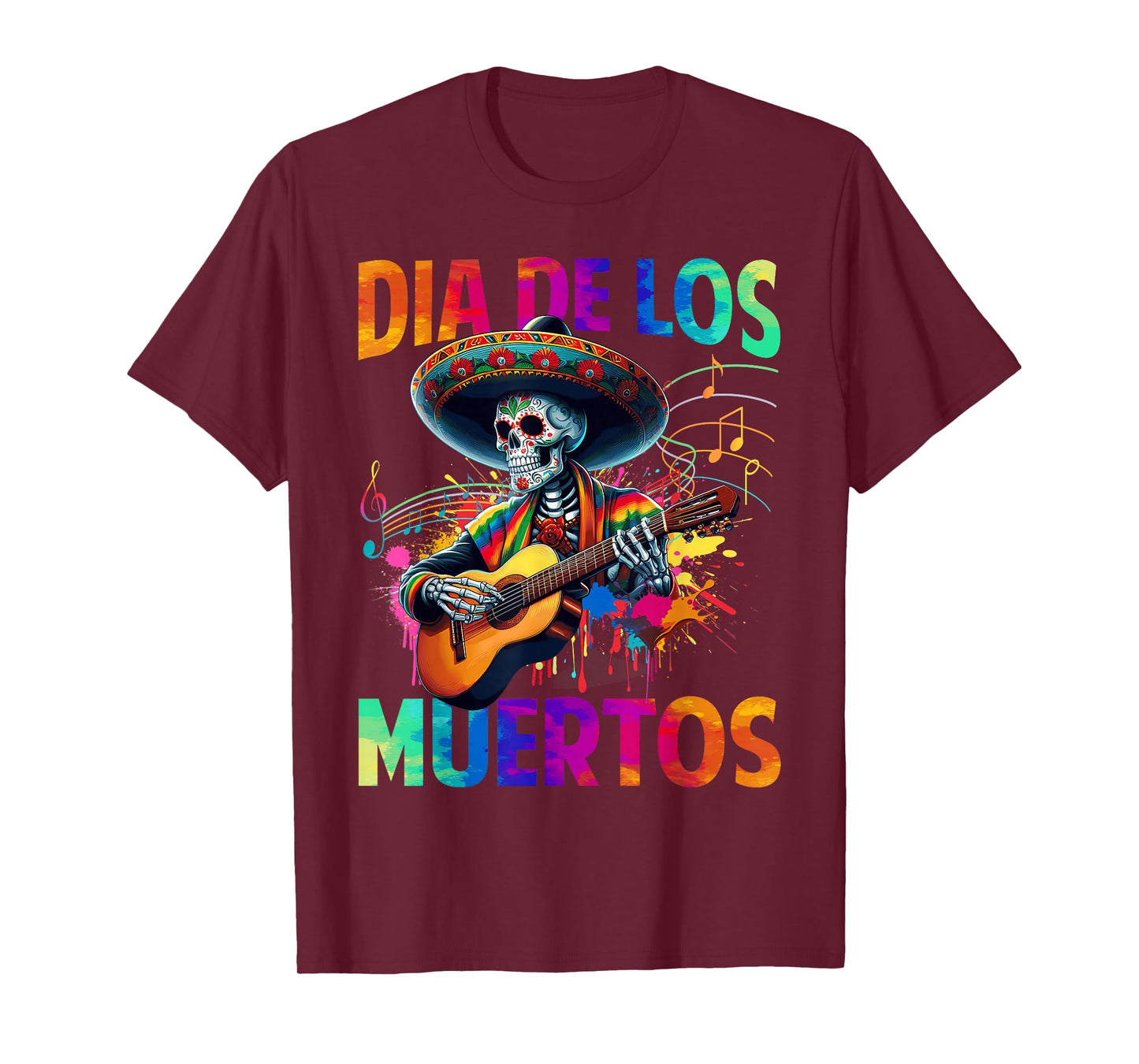 Dia de Muertos Skeleton Playing Guitar Day of The Dead Men T-Shirt