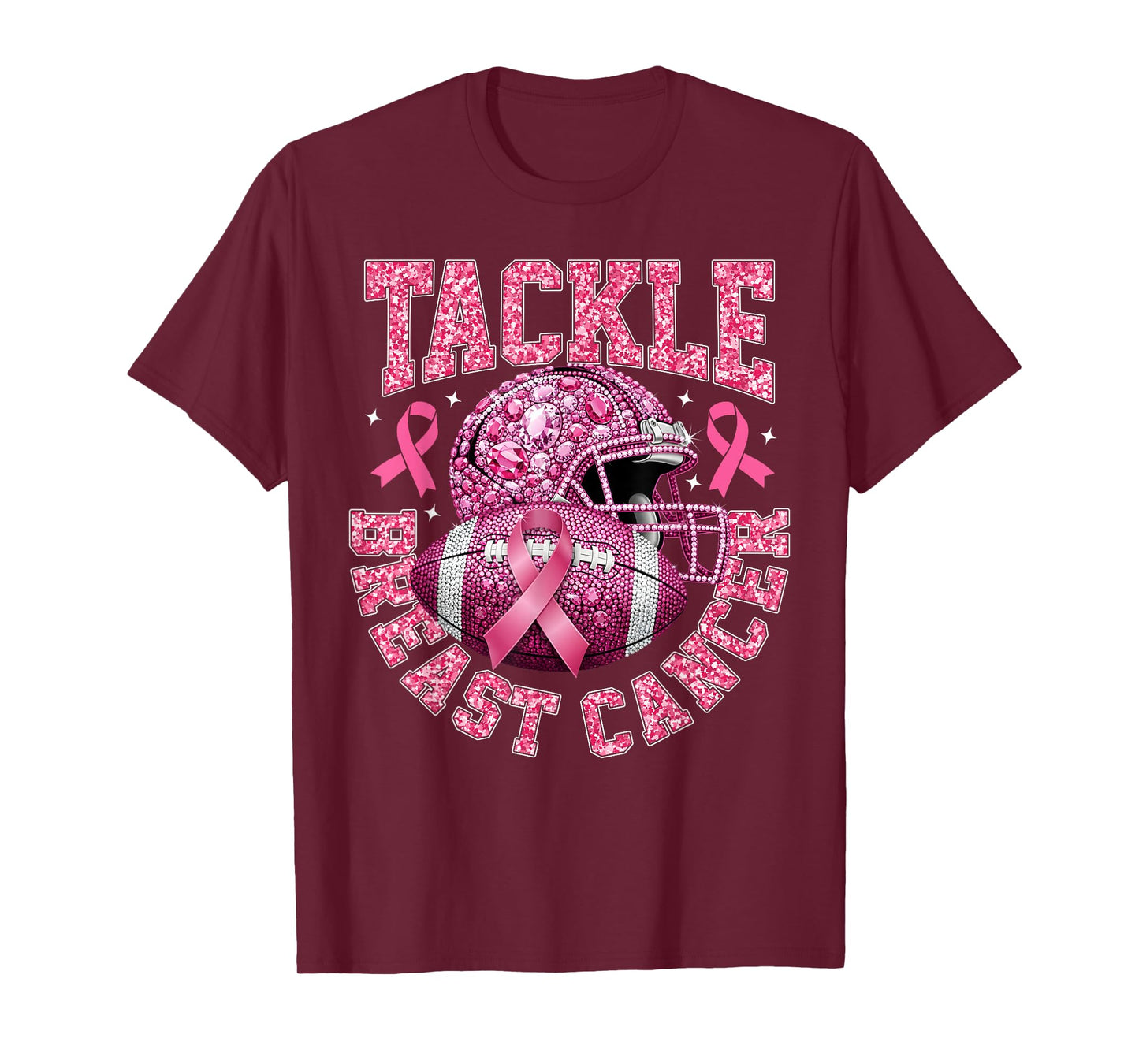 Tackle Breast Cancer Awareness American Football Pink Ribbon T-Shirt