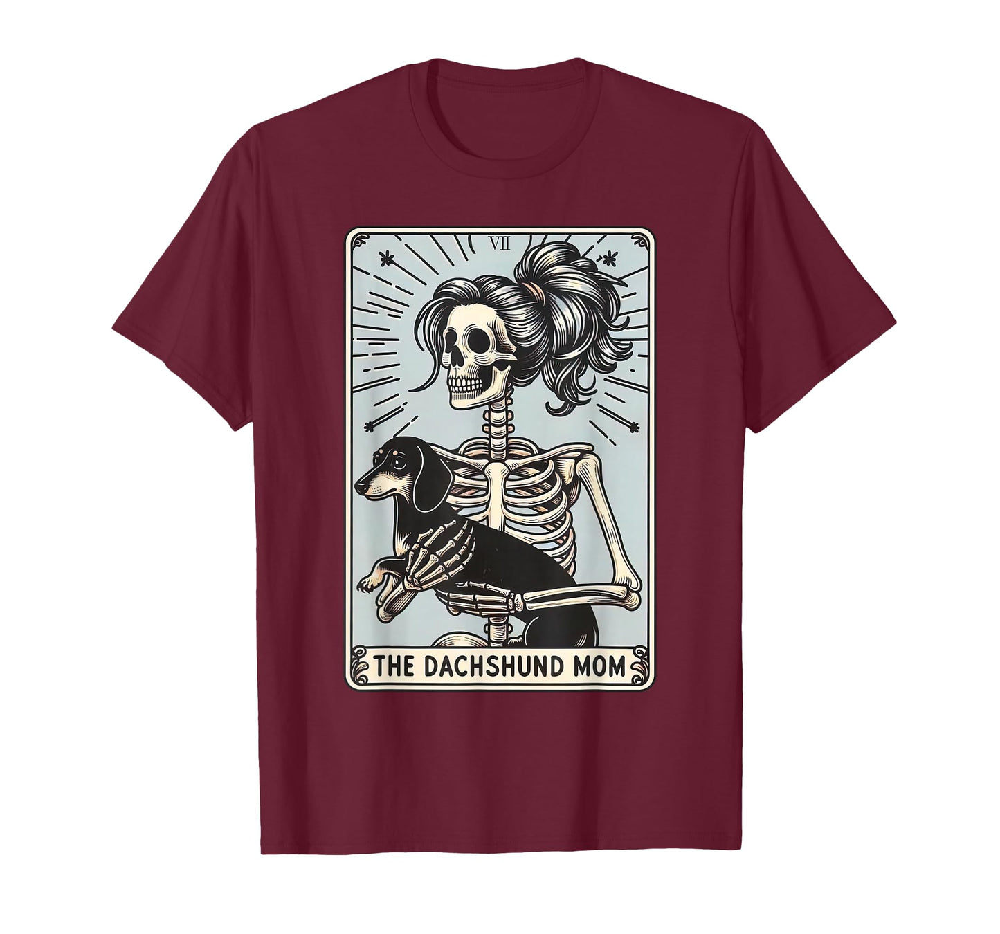 Dachshund Mom Tarot Card Halloween Skeleton Dog Witchy Vibes T-Shirt