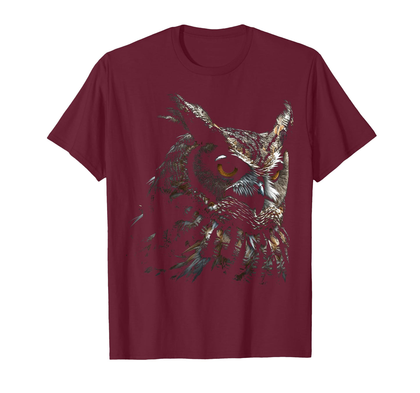 Owl Portrait Artwork | Animal Motif Owl T-Shirt