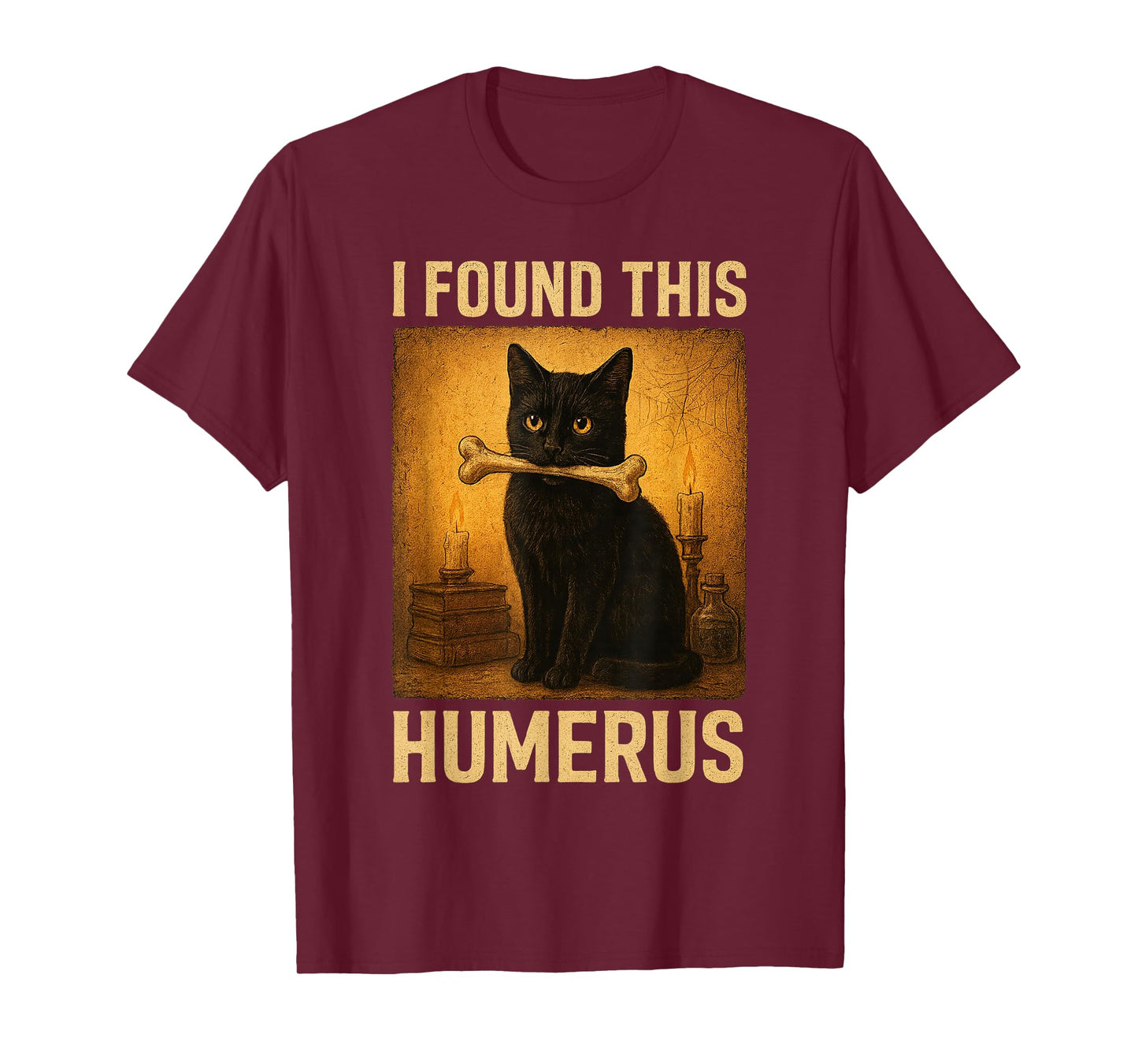 I Found This Humerus Vintage Funny Scary Black Cat Halloween T-Shirt