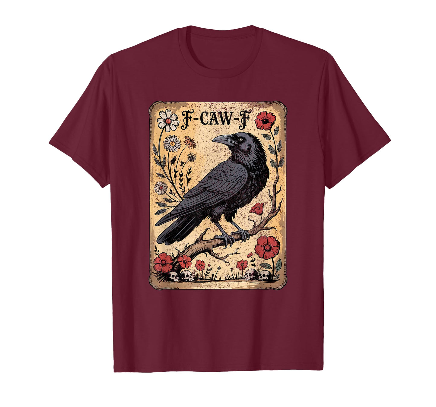 Black Crow, F-Caw-F Funny Black Bird Moon Gothic Adult Humor T-Shirt
