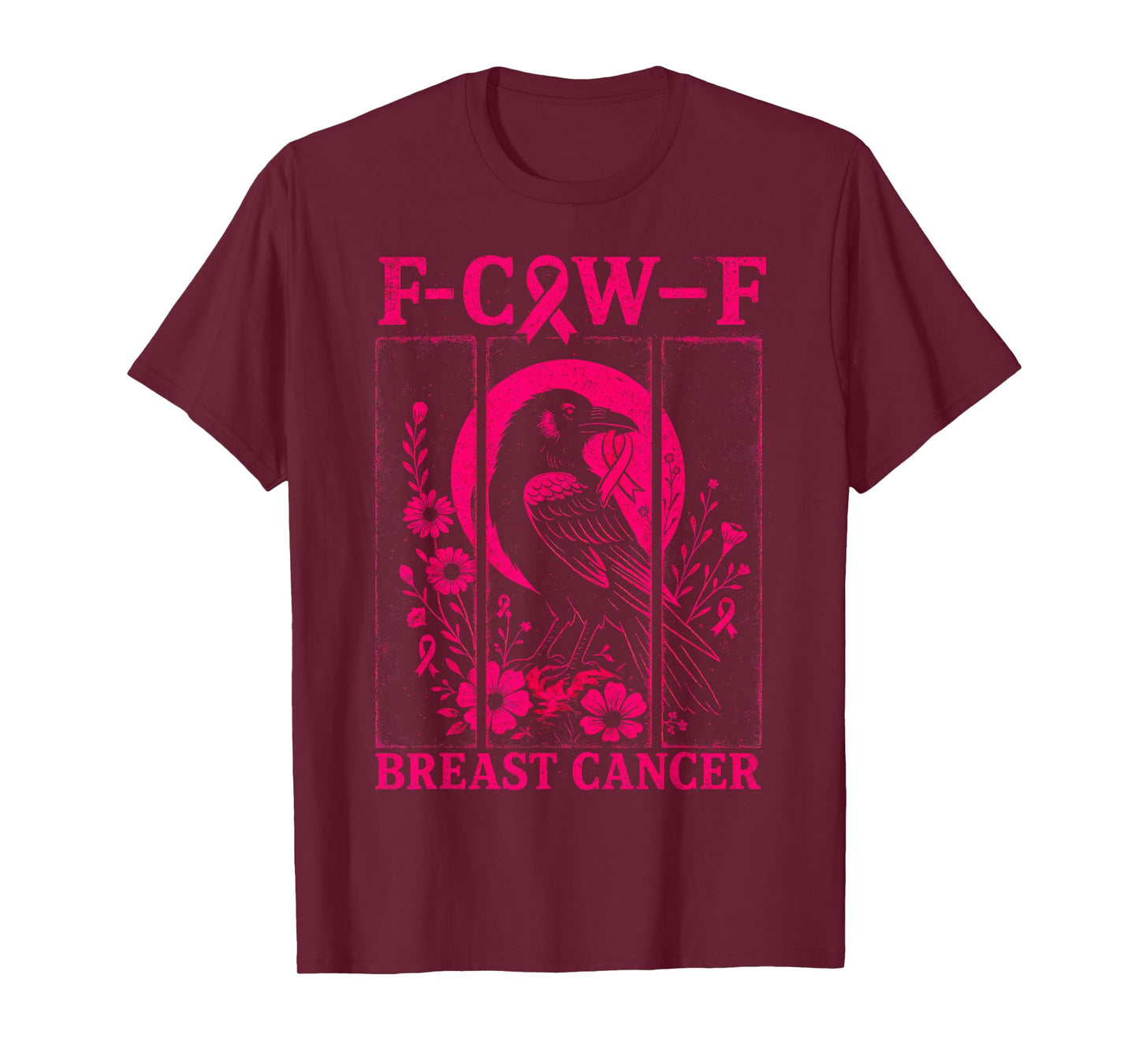 F-Caw-F Raven Black Crow Pink Ribbon Breast Cancer Awareness T-Shirt