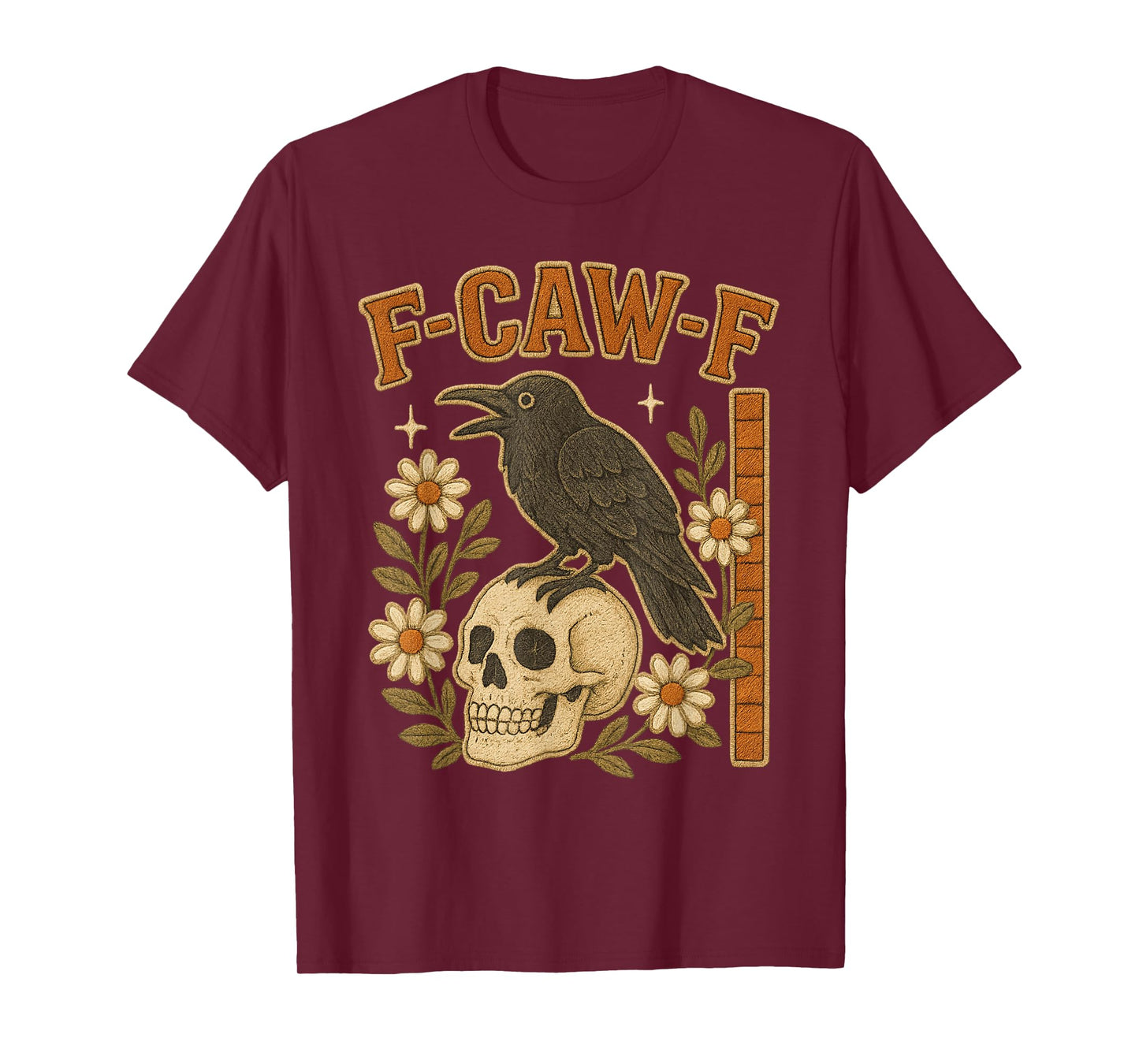 Funny F-Caw-F Raven Moon Gothic Vintage Crow Floral T-Shirt