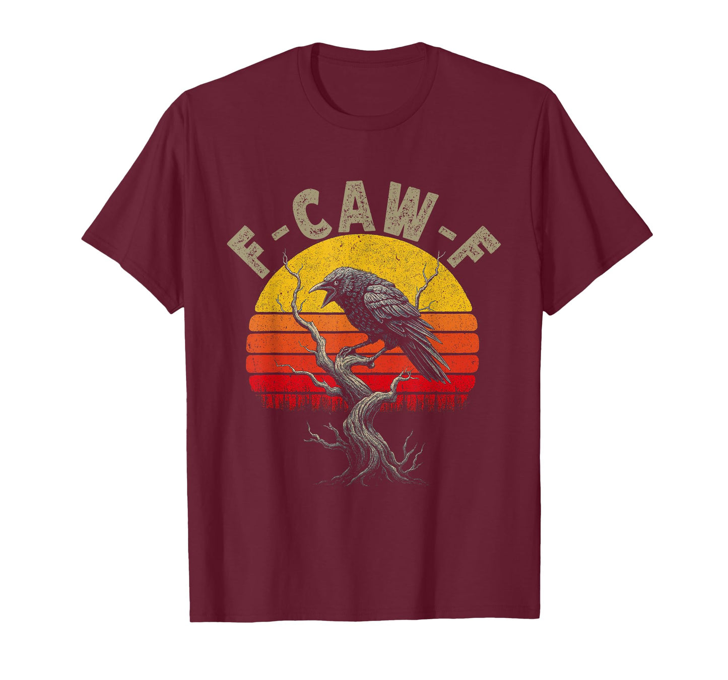 Black Crow F-Caw-F Full Moon Gothic Witchy Adult Humor Men T-Shirt