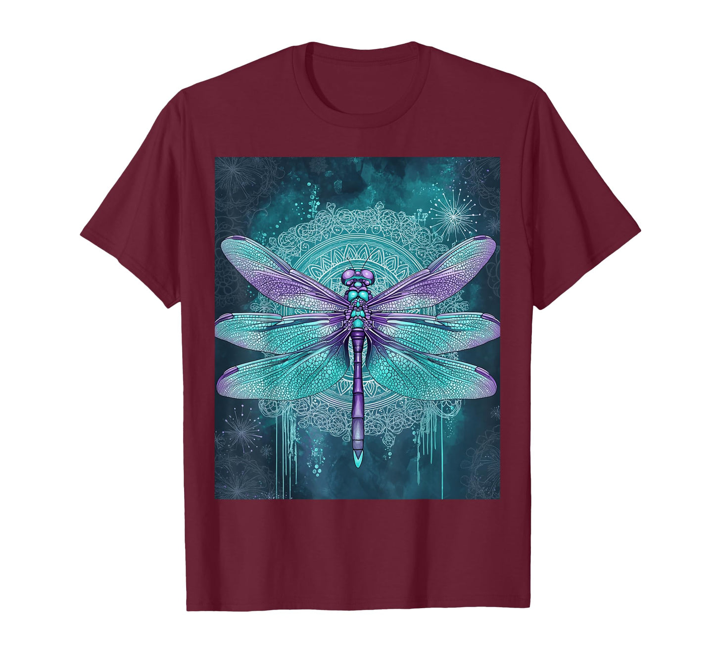 Turquoise Purple Dragonfly Watercolor Art T-Shirt