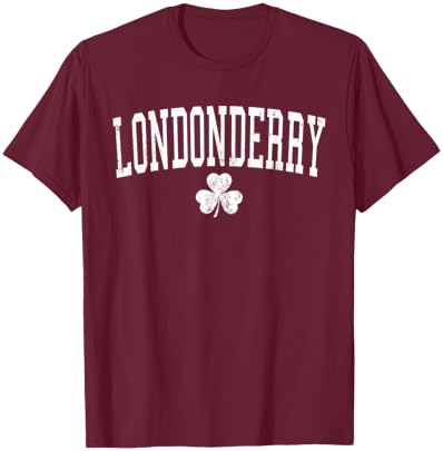 Londonderry Ireland St Patricks Day Distressed Shamrock T-Shirt T-Shirt - T-Shirt | Maroon