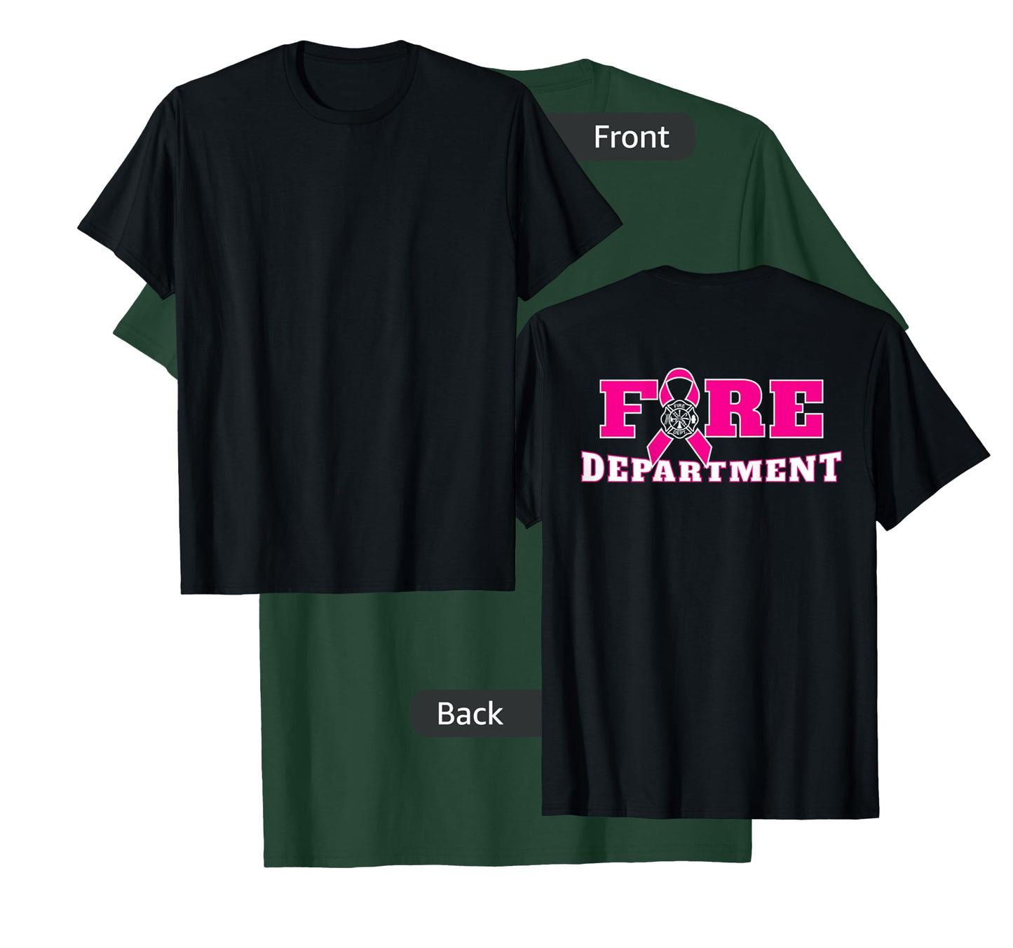 Breast Cancer Awareness Fire Department Pink Ribbon BACK T-Shirt