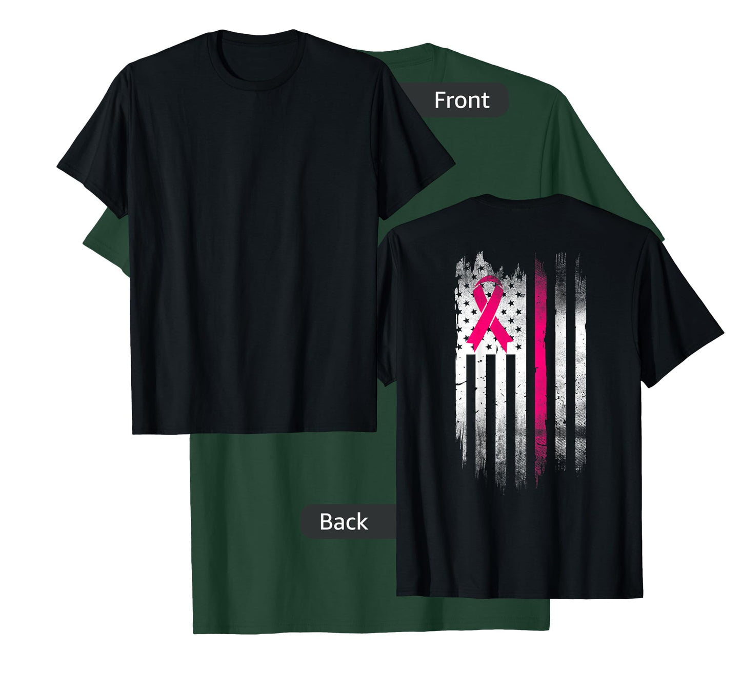 Breast Cancer Awareness Fight Pink Thing Ribbon USA flag T-Shirt