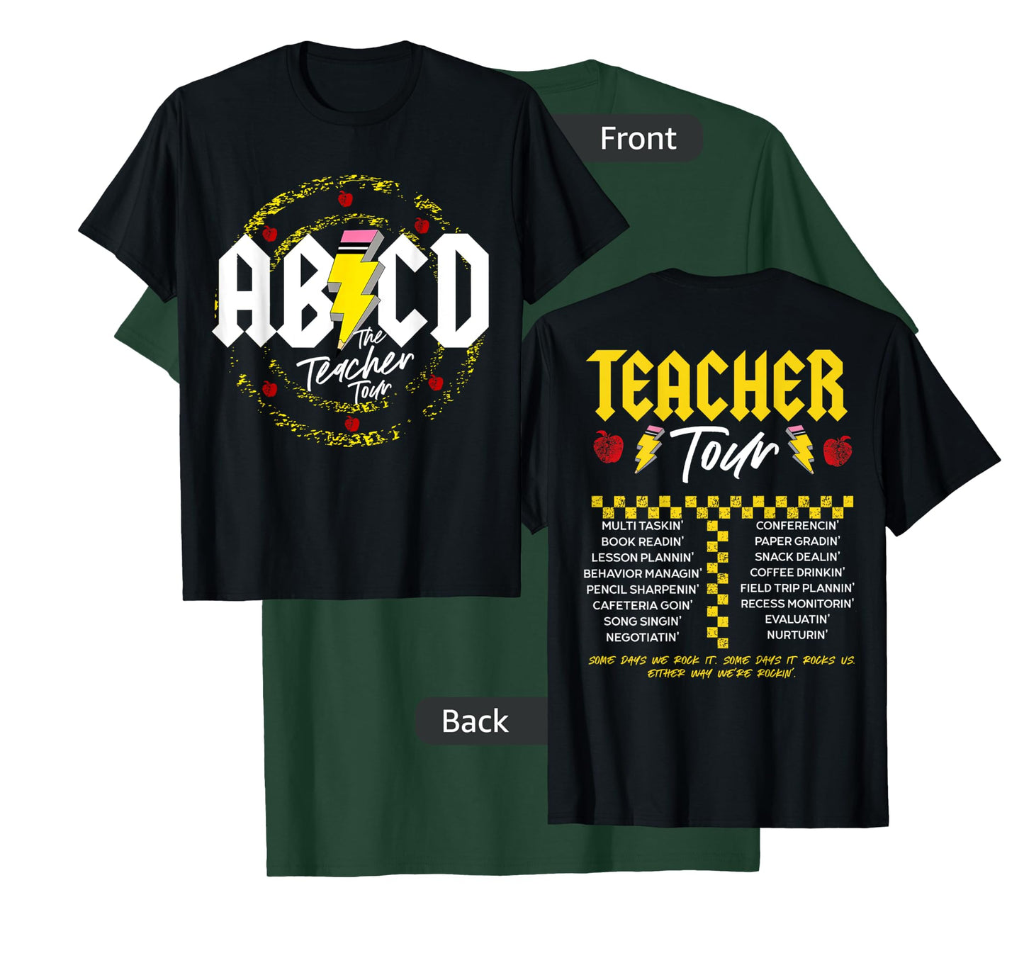 ABCD Teacher Tour, Back To School, End of Year, Front & Back T-Shirt