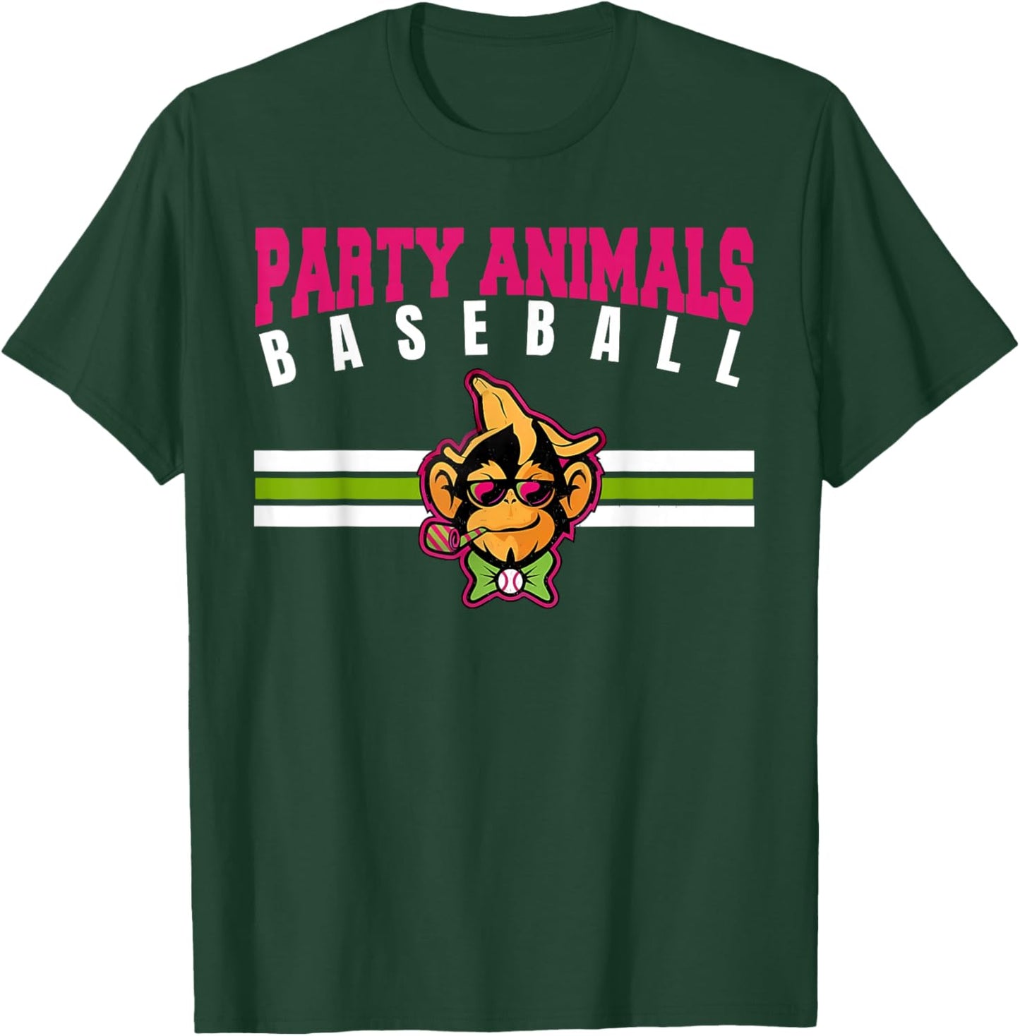 Party Animals Baseball Retro Monkey Sunglasses T-Shirt - T-Shirt | Forest