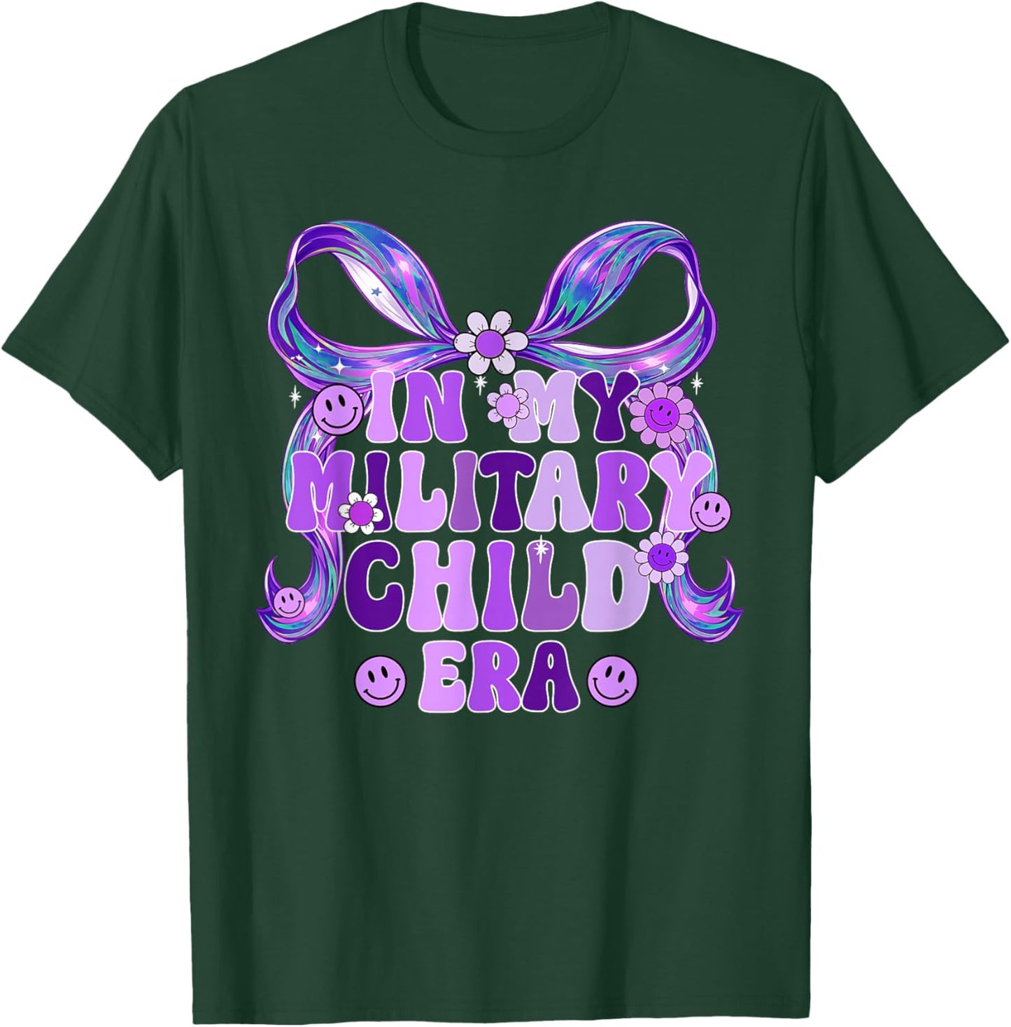 in My Military Child Era Coquette Bow Purple Up for Military T-Shirt - T-Shirt | Forest
