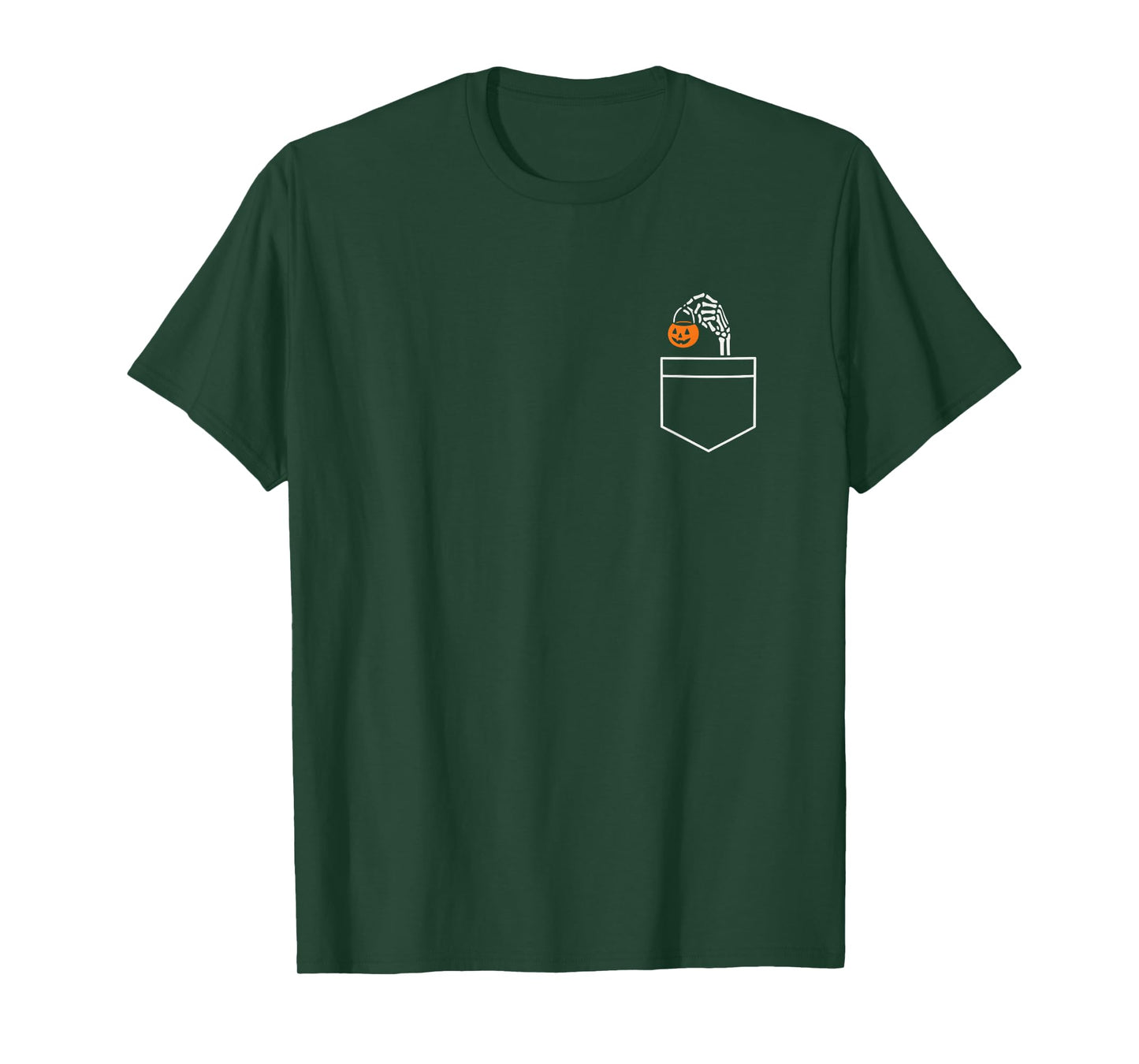 Funny Halloween Skeleton Costume Pocket Minimal Spooky Bones T-Shirt