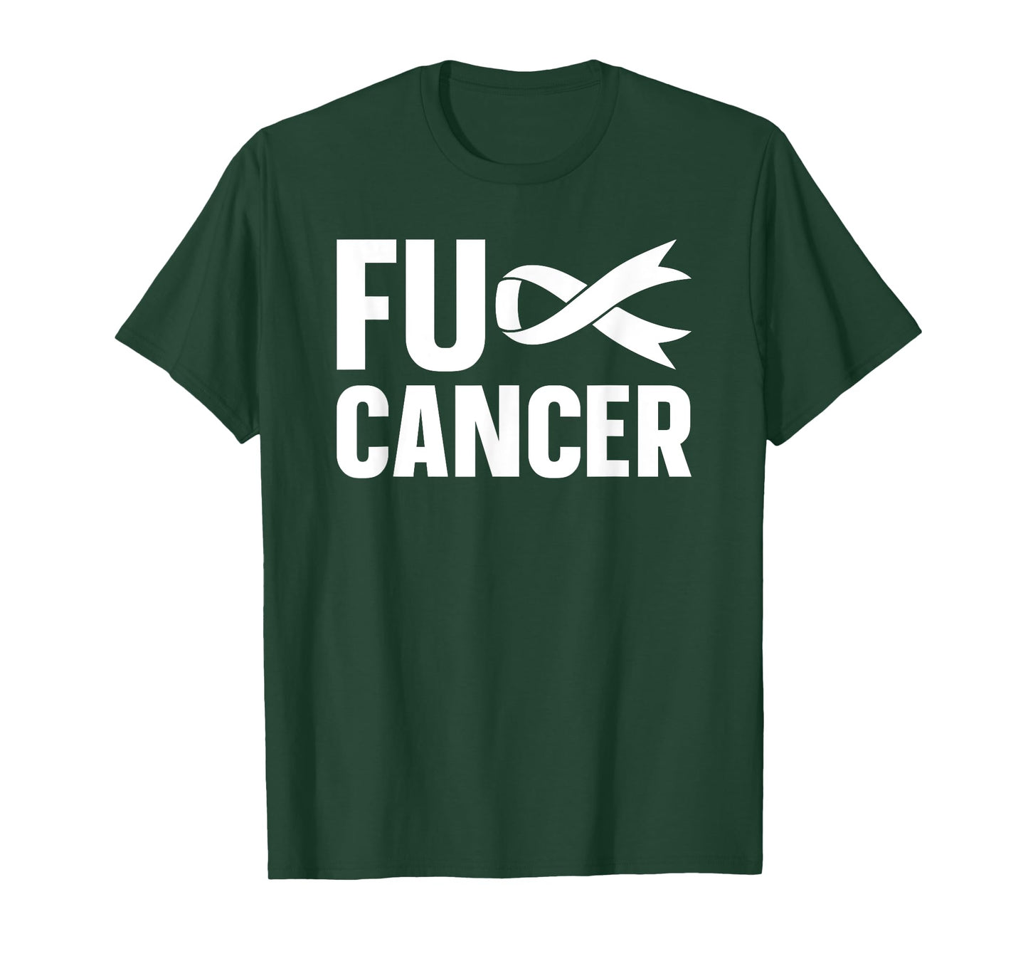 FUCK CANCER Lung Cancer Awareness White Ribbon T-Shirt