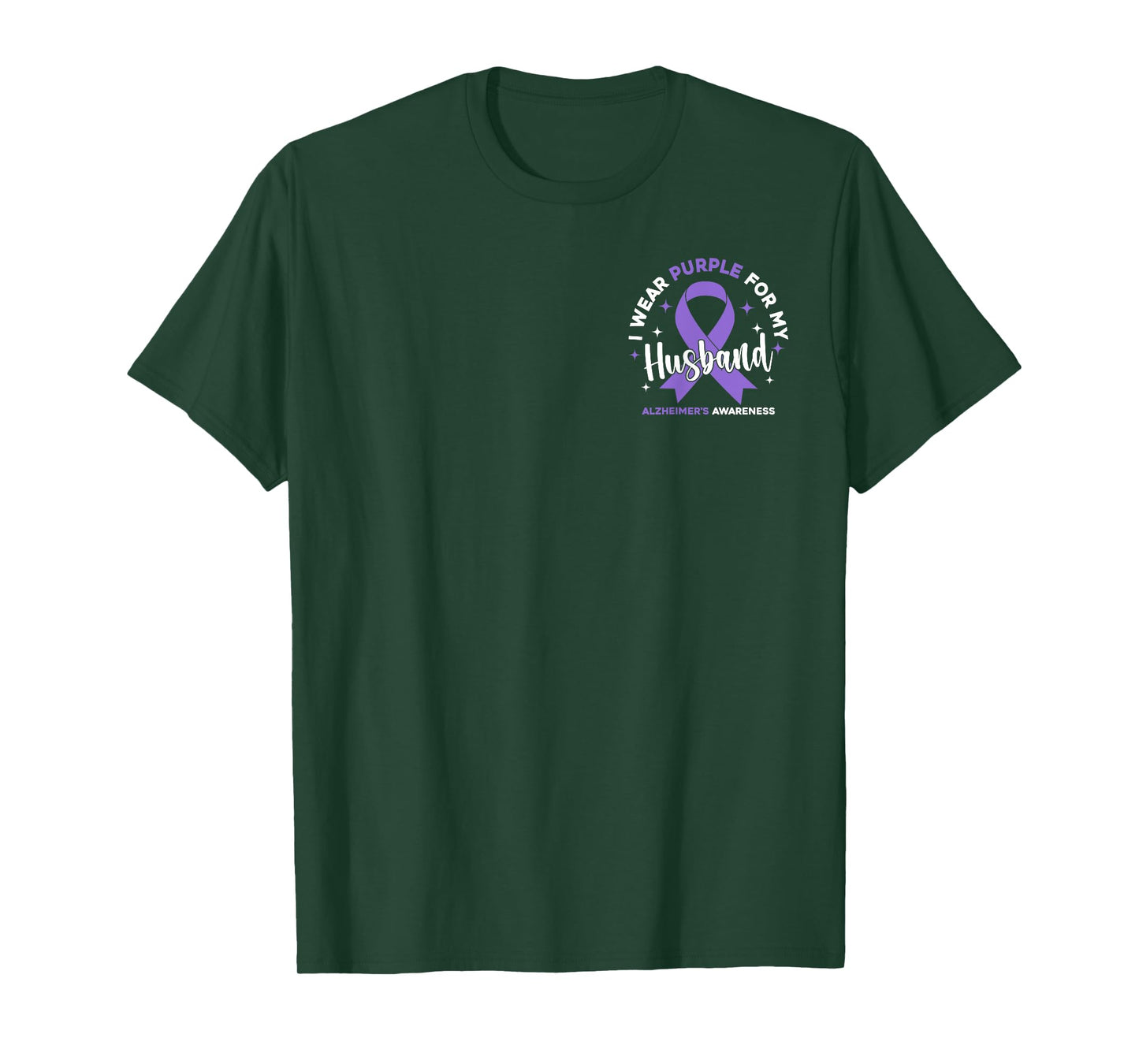I Wear Purple For My Husband Pocket Alzheimer's Awareness T-Shirt