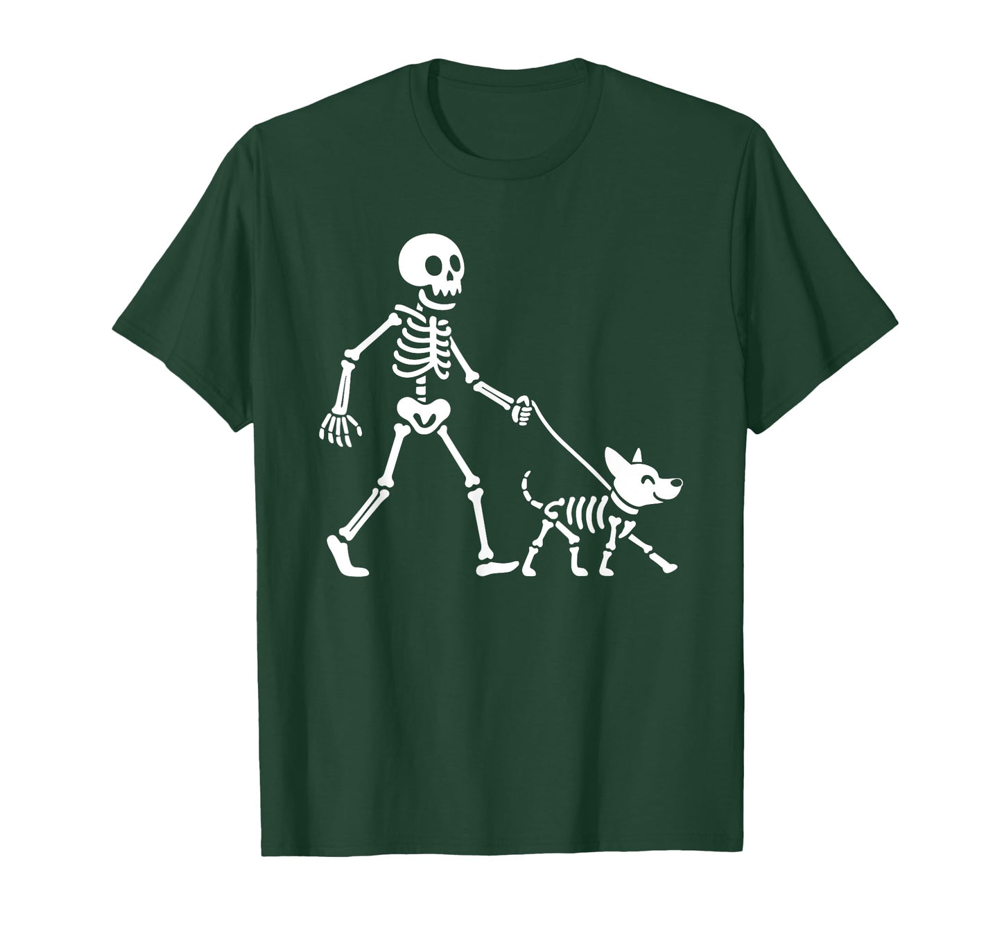 Happy Halloween Funny Skeleton Walking Dog Spooky Season T-Shirt