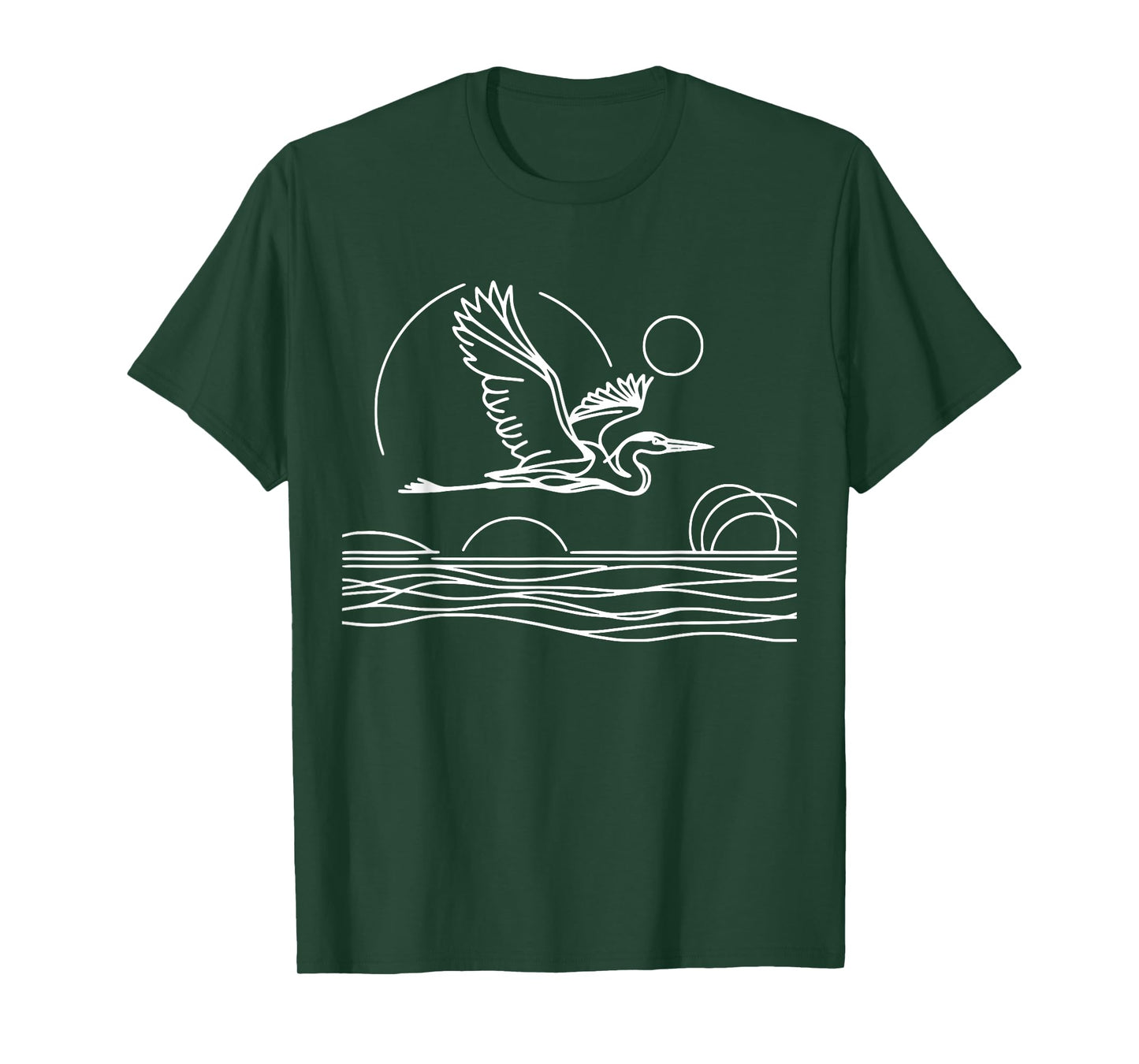 Line Art Bird & Ornithologist Great Blue Heron T-Shirt