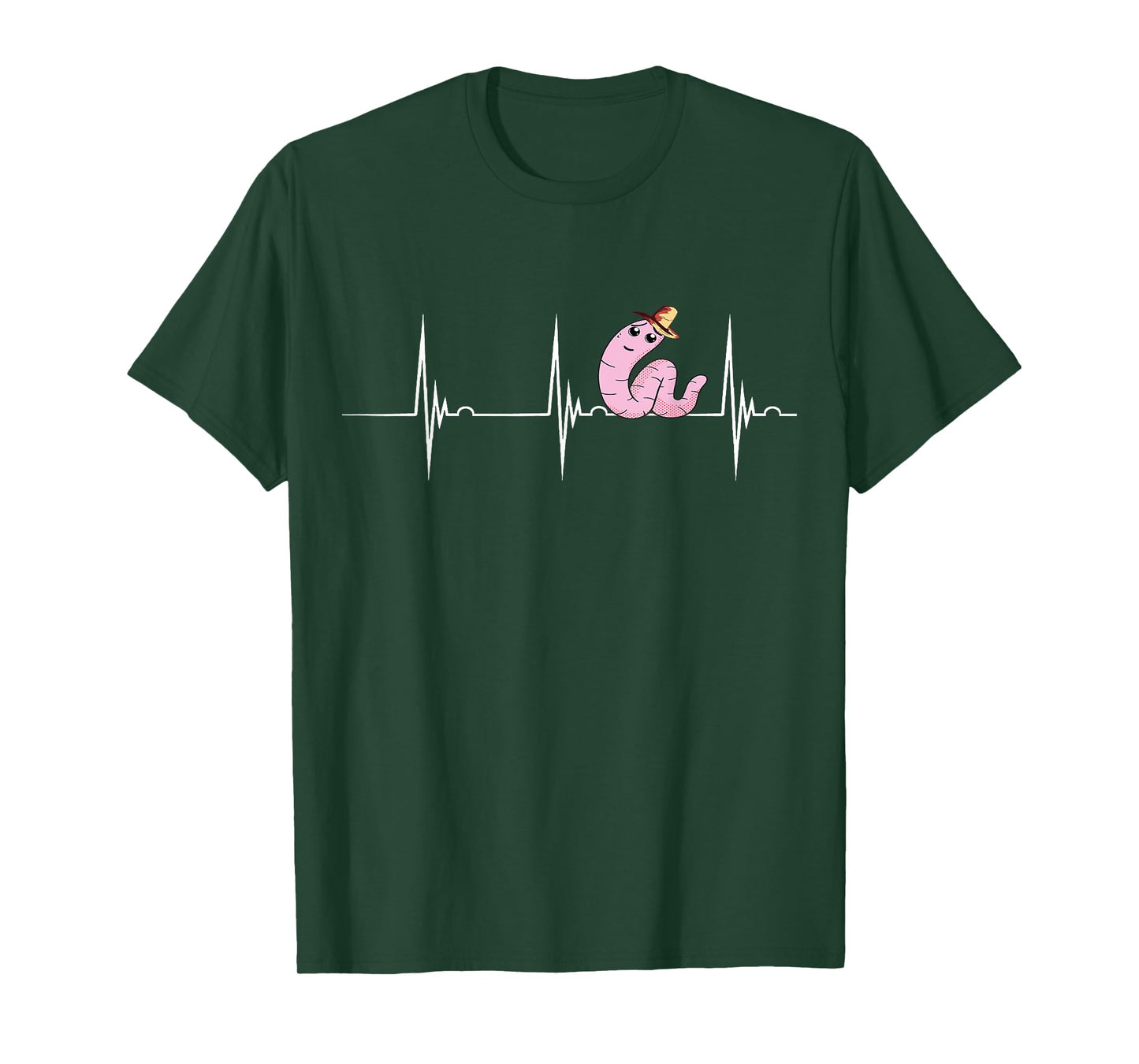 Worm Farmer Red Wiggler Worm Heartbeat EKG Pulse Gardening T-Shirt