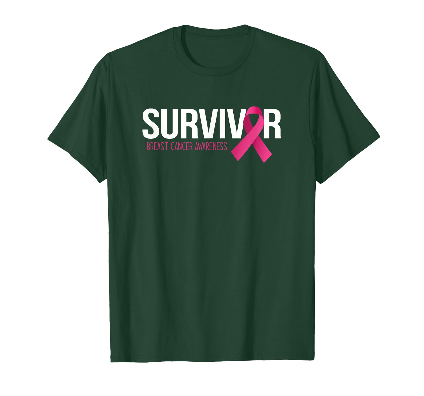 Survivor Breast Cancer Awareness Month Pink Ribbon Womens T-Shirt