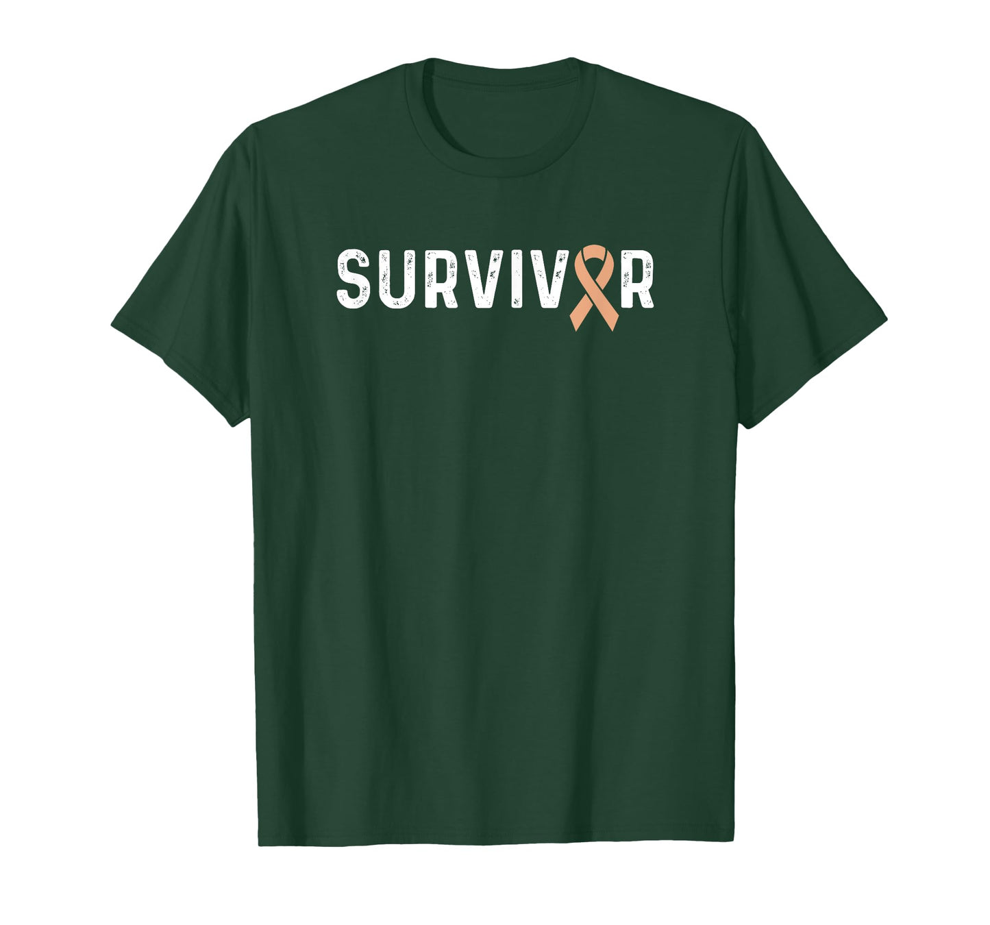 Uterine Cancer Awareness Peach Ribbon Survivor Remission T-Shirt