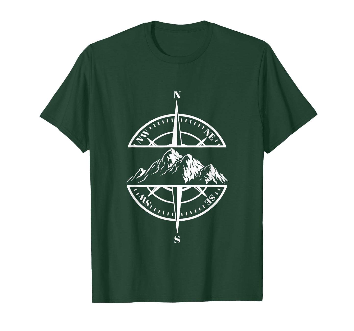 Compass Rose Mountain Scene Hiking Backpacking Nature Lover T-Shirt