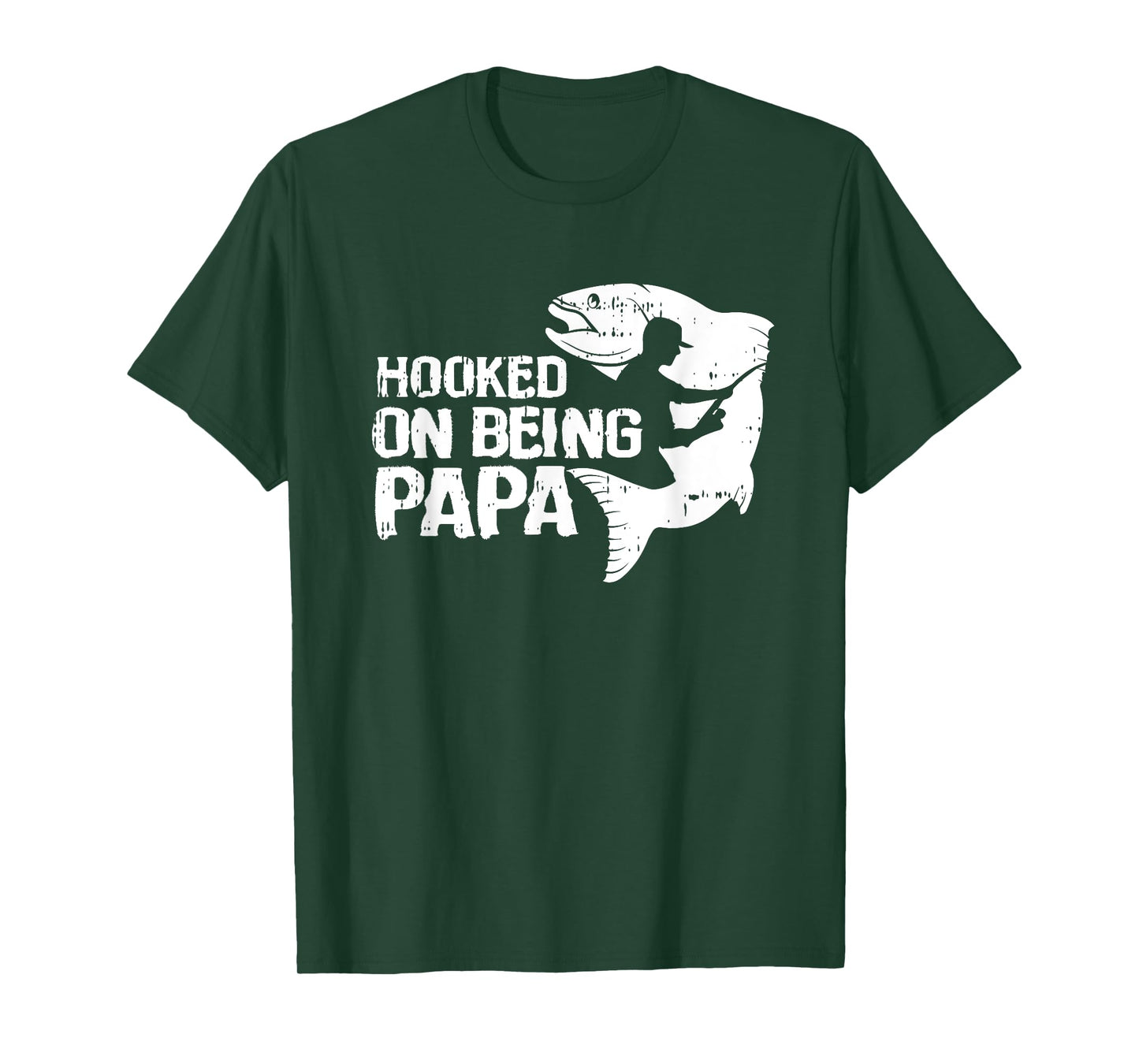 Hooked On Being Papa Fathers Day Fishing Dad Papa Men T-Shirt