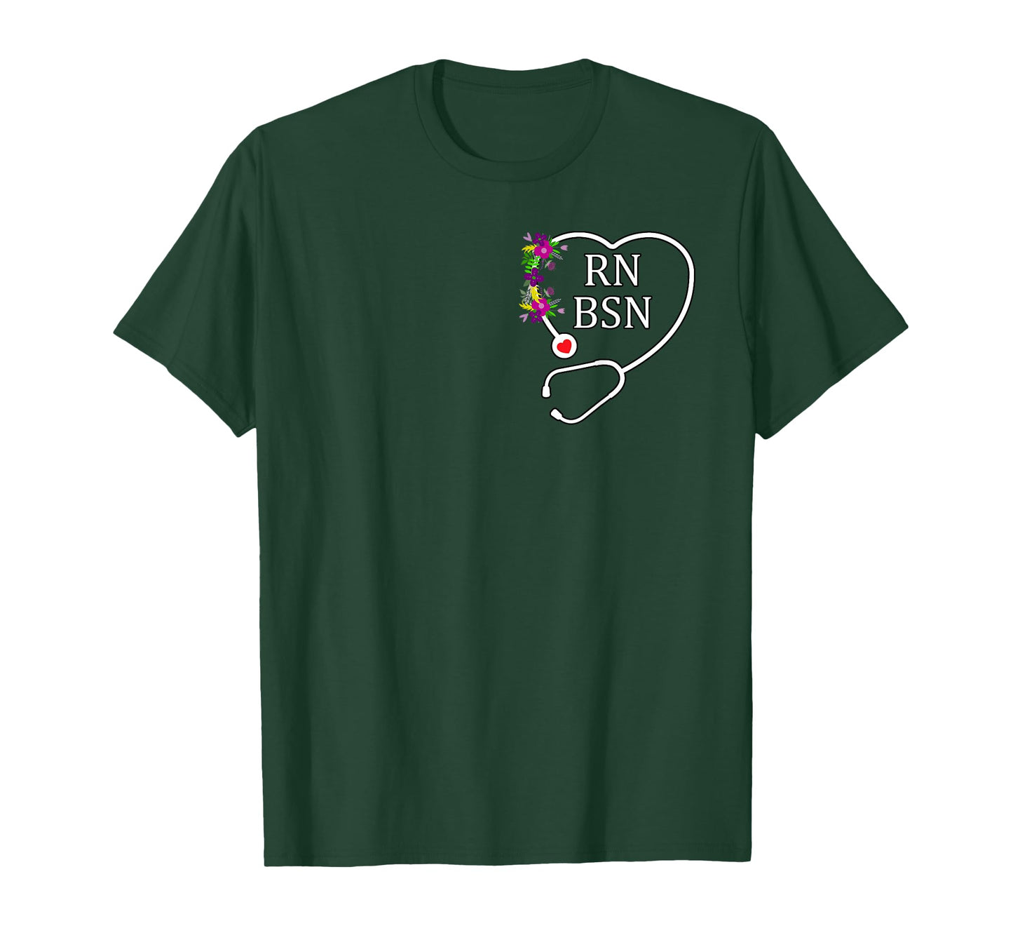 RN BSN Registered Nurse Nursing Floral Stethoscope Heart T-Shirt
