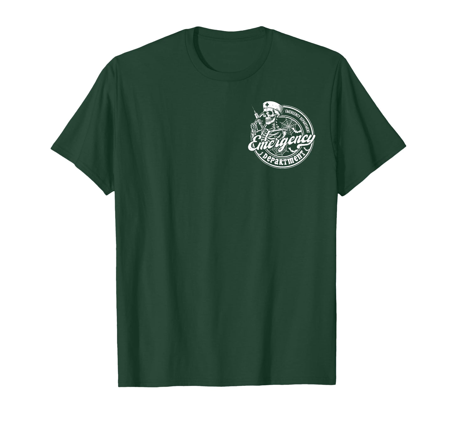 Emergency Department Skeleton ER Nurse Halloween 2 Sided T-Shirt