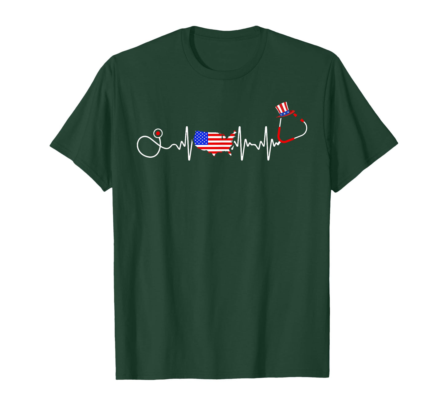 American Nurse 4th Of July USA Flag Map Patriotic RN Nursing T-Shirt
