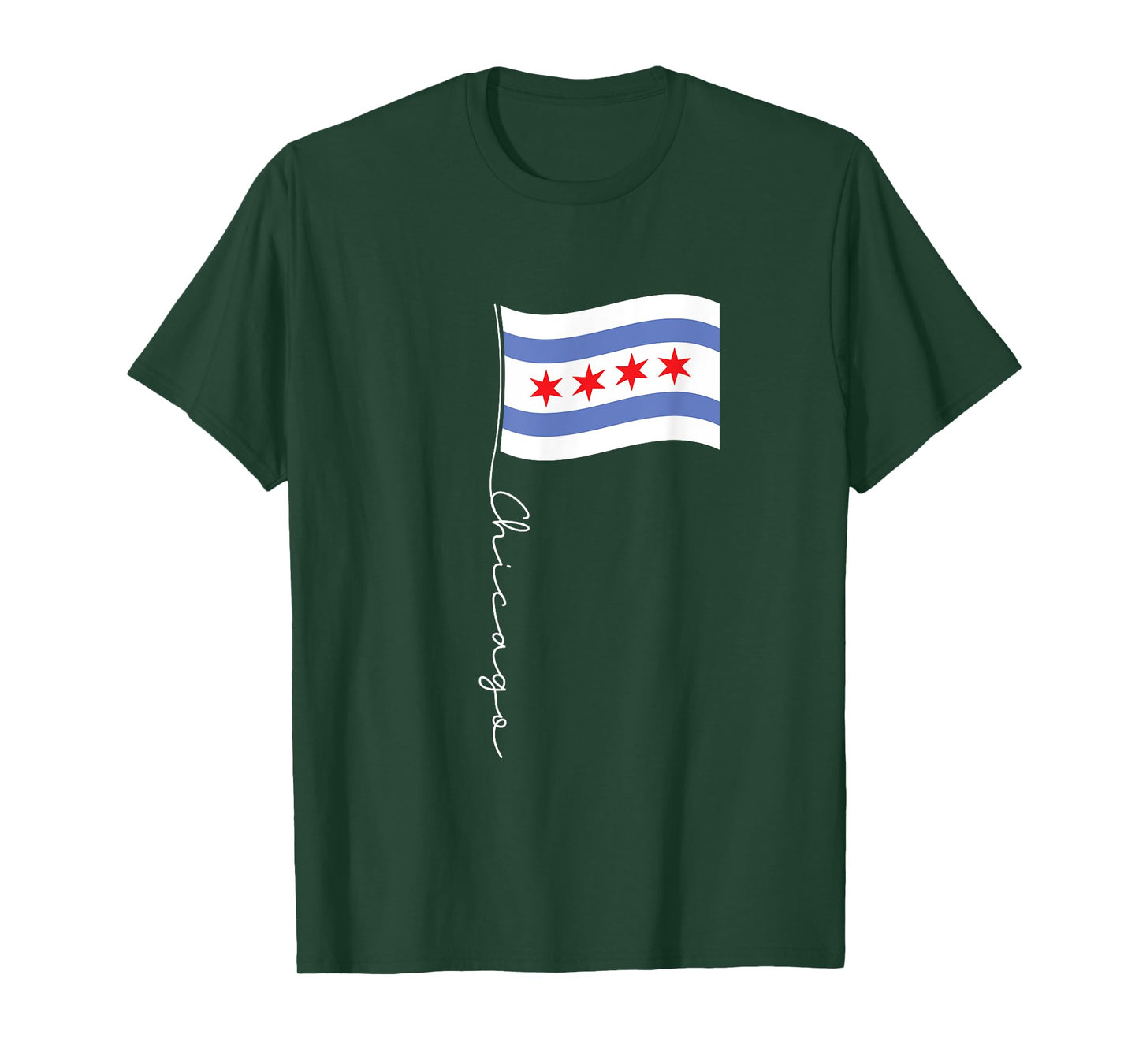 Family Heritage Gifts Chicago Signature Flag Pole - Elegant Chicagoan Flag T-Shirt