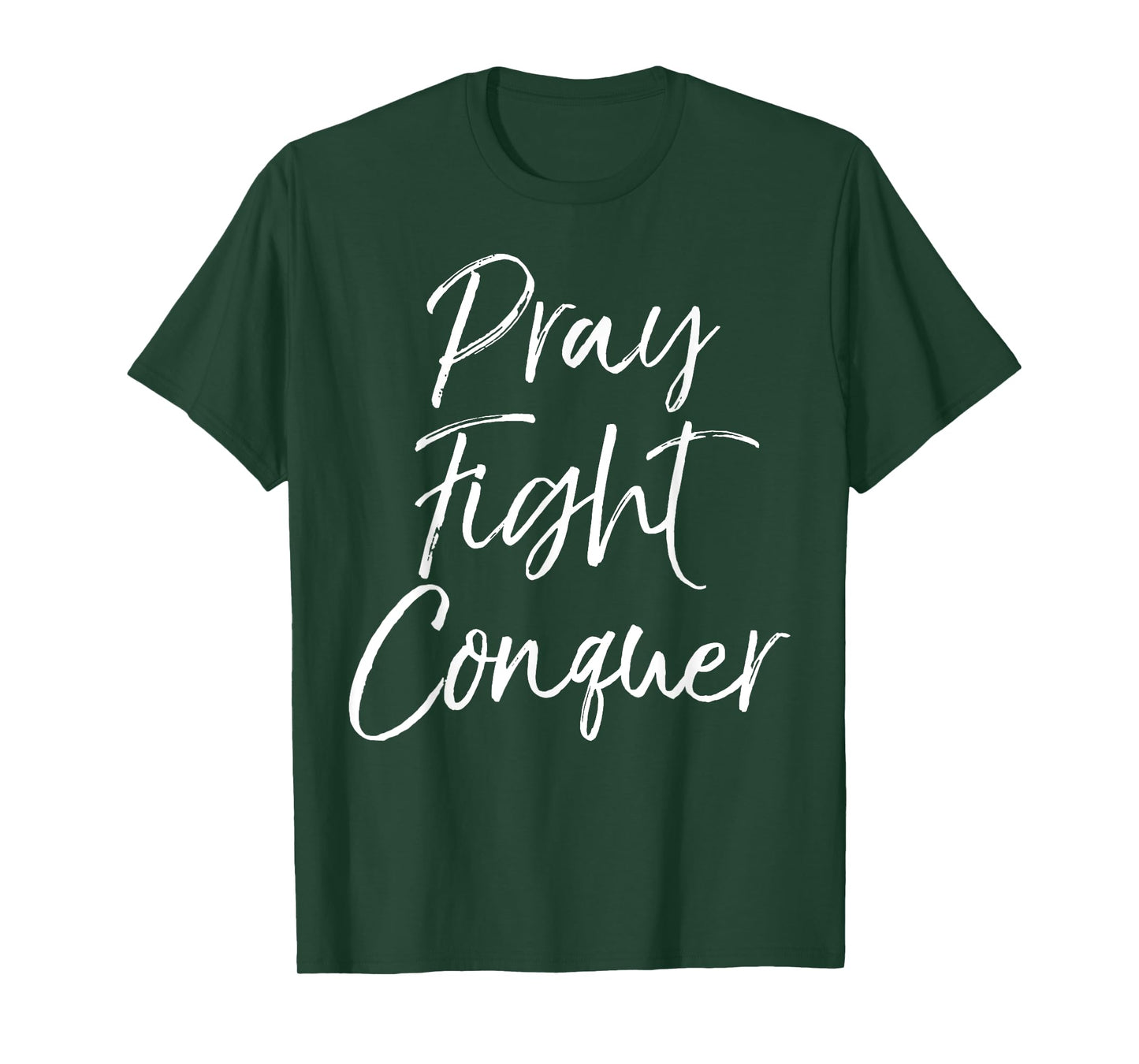 Christian Cancer Support Gift for Women Pray Fight Conquer T-Shirt