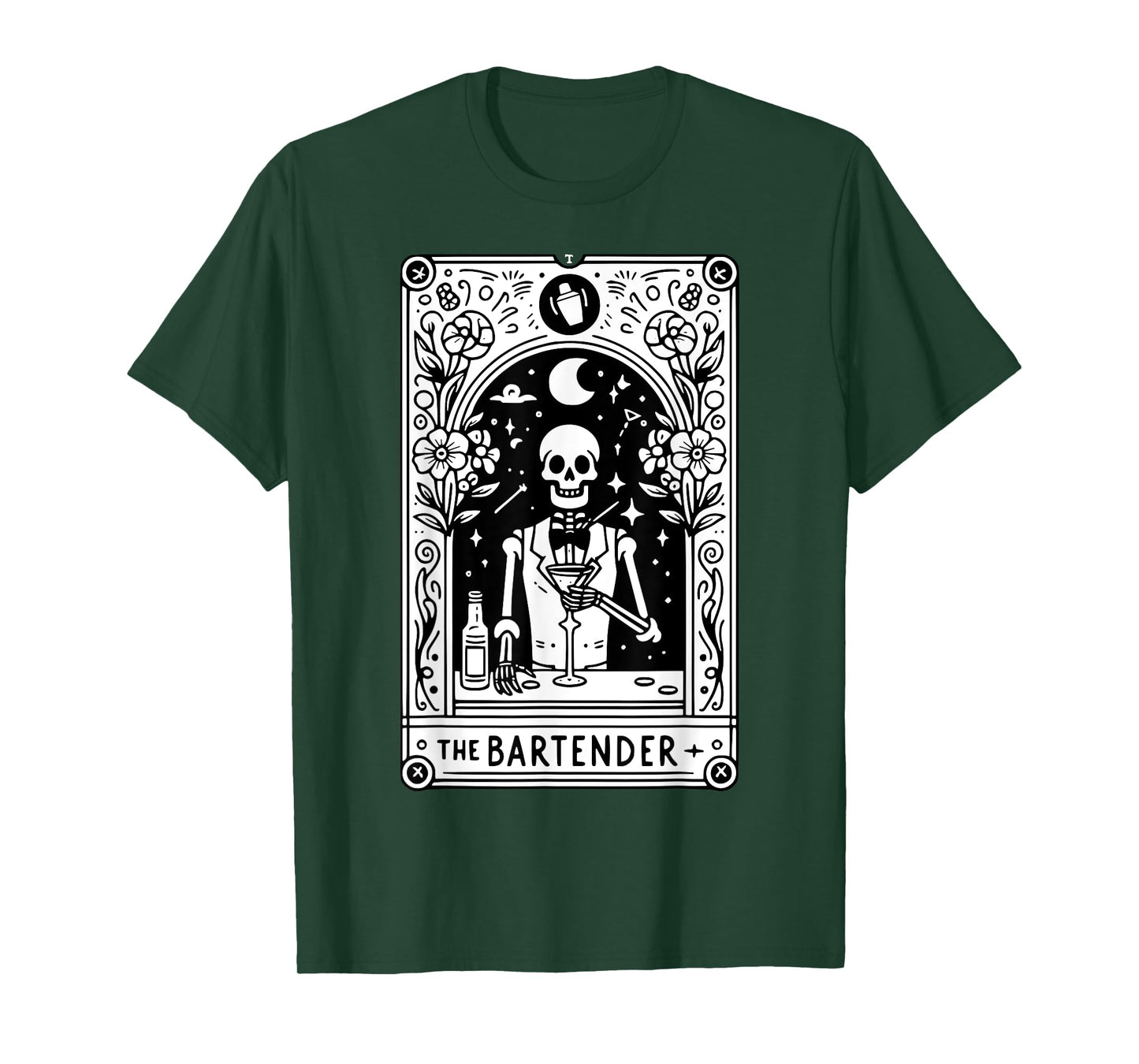 Bartender Tarot Card Skeleton Cocktail Witchy Vibes Alcohol T-Shirt