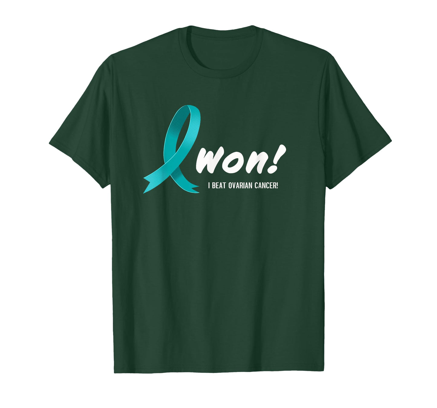I Beat Ovarian Cancer, I Won! Teal Ribbon For Survivors T-Shirt