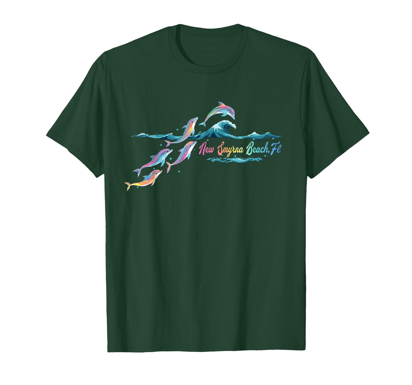 New Smyrna Beach Florida Colorful Dolphin Lover Beach T-Shirt