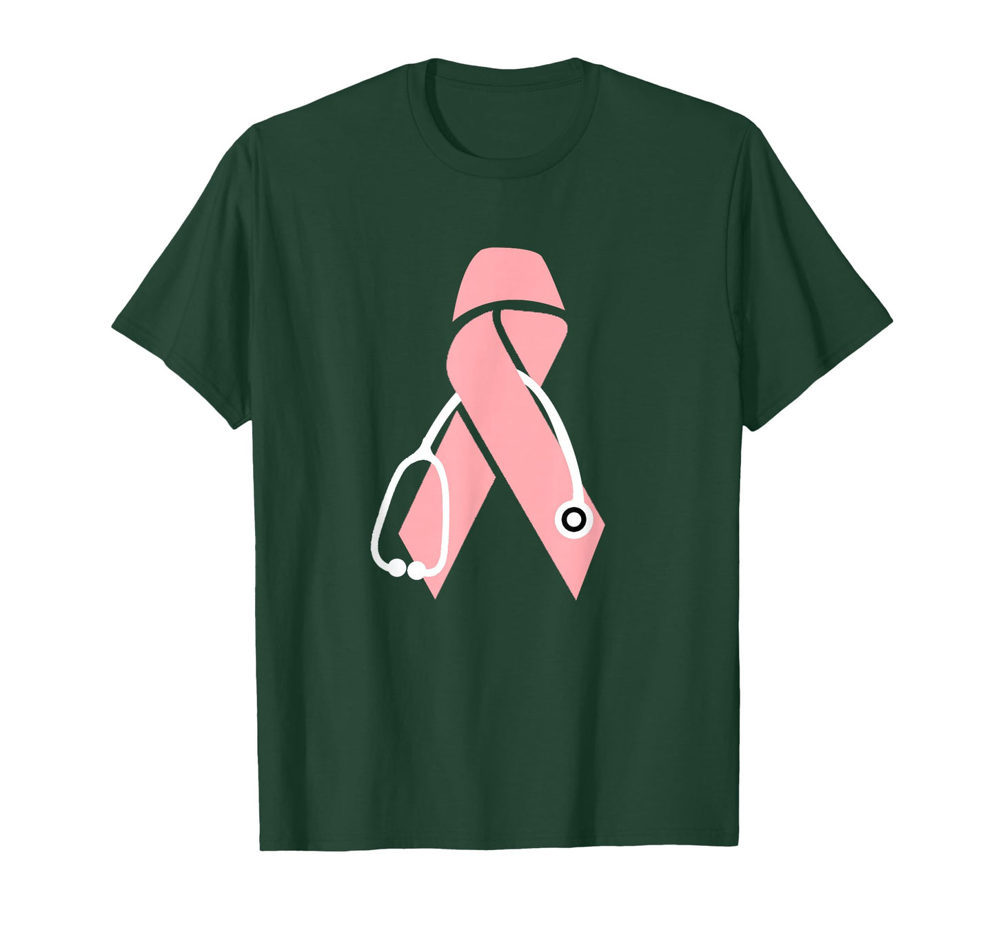 Breast Cancer Awareness Scrub Top Stethoscope Pink Ribbon T-Shirt