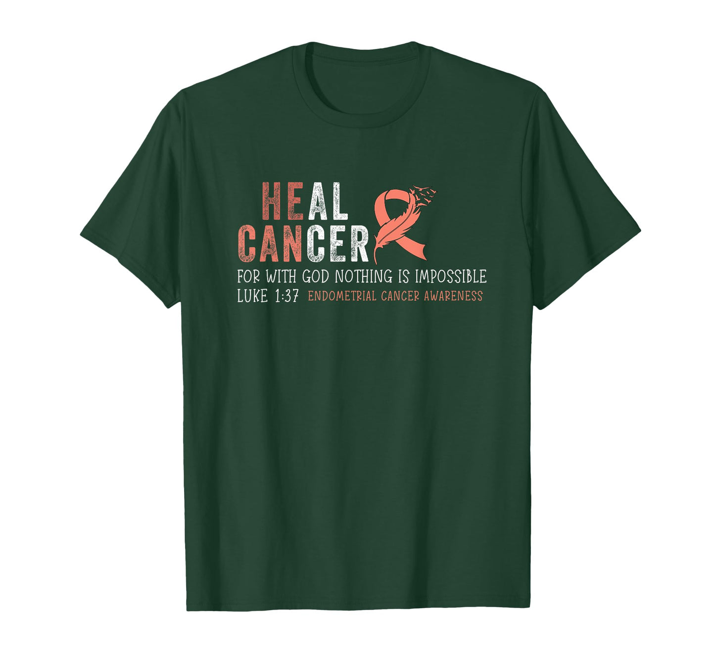 Endometrial Cancer Awareness Uterine Survivor Peach Ribbon T-Shirt