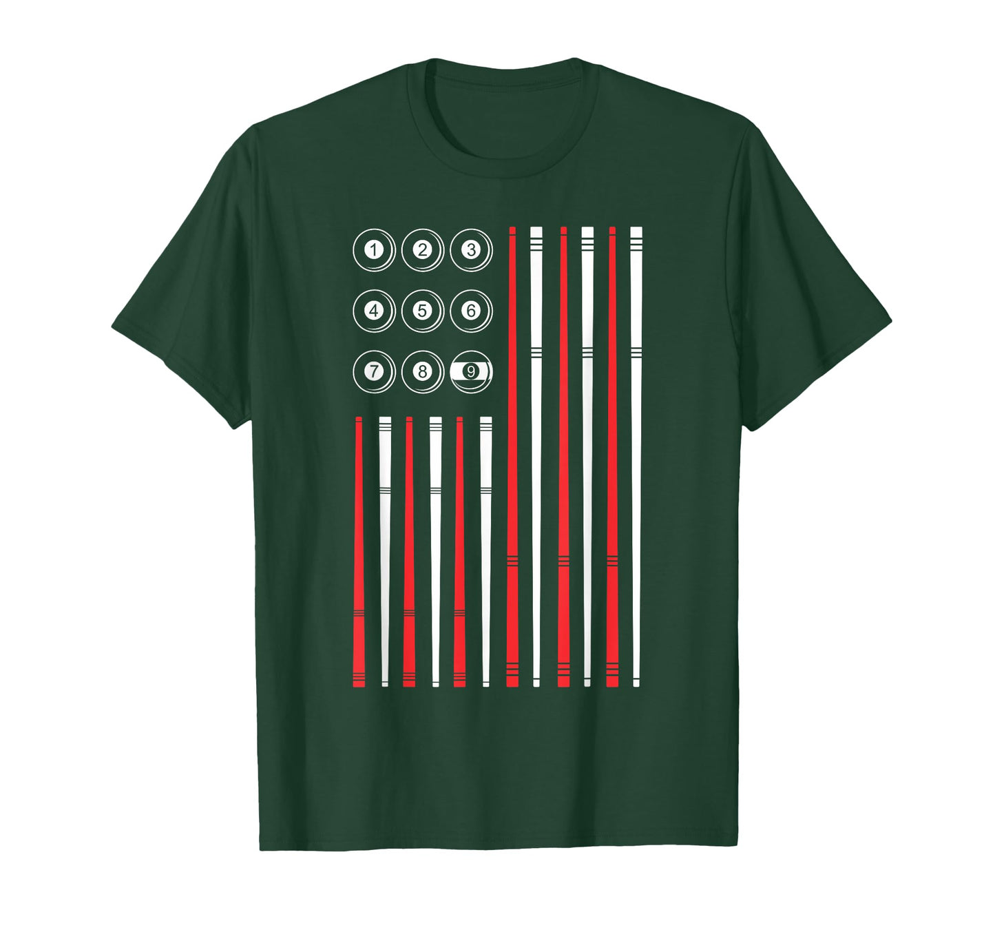 USA American Flag Shooting Pool Sticks And Balls Billiards T-Shirt