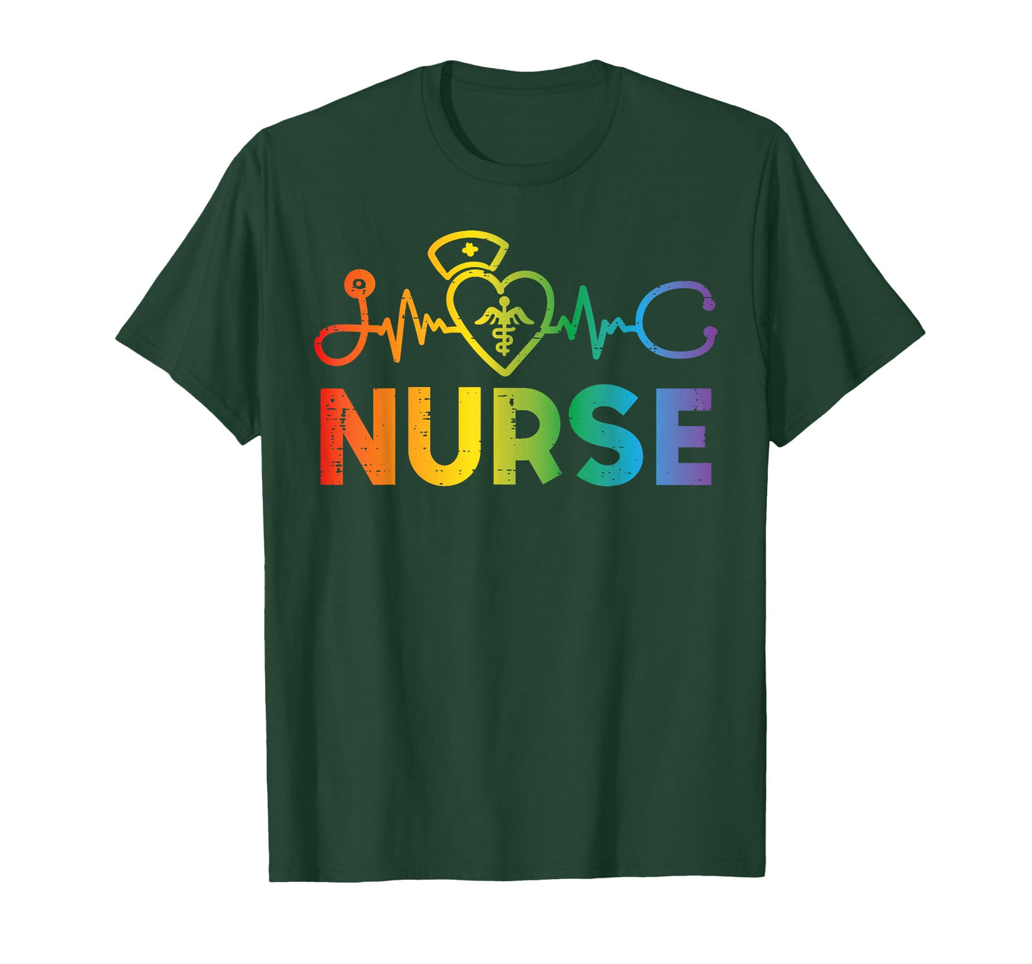 Gay Nurse Heartbeat Rainbow Pride Flag LGBTQ Scrub Top Women T-Shirt