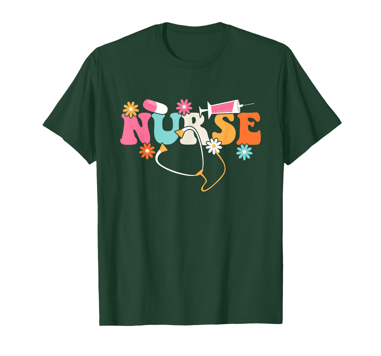 Nurse - Cute Retro Groovy Nurse Flower Nursing T-Shirt