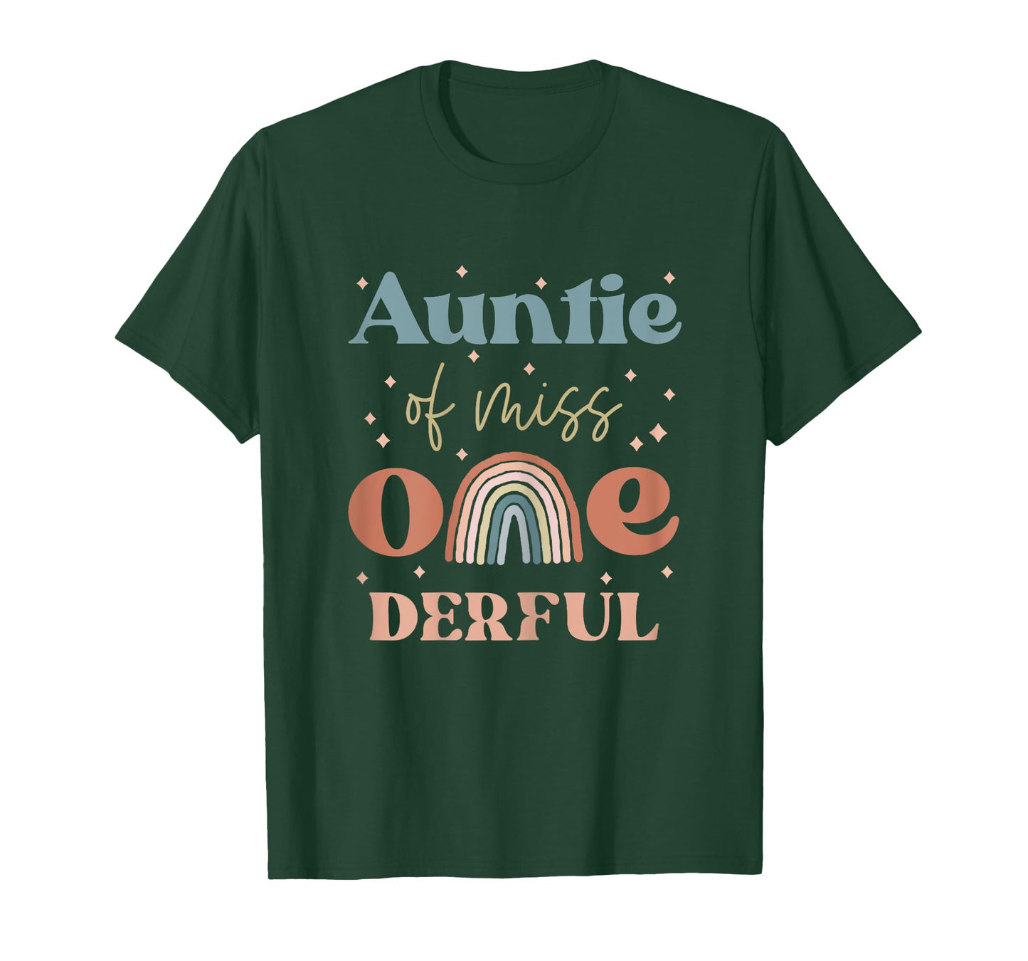 Auntie of Miss Onederful Boho Rainbow Niece First Birthday T-Shirt