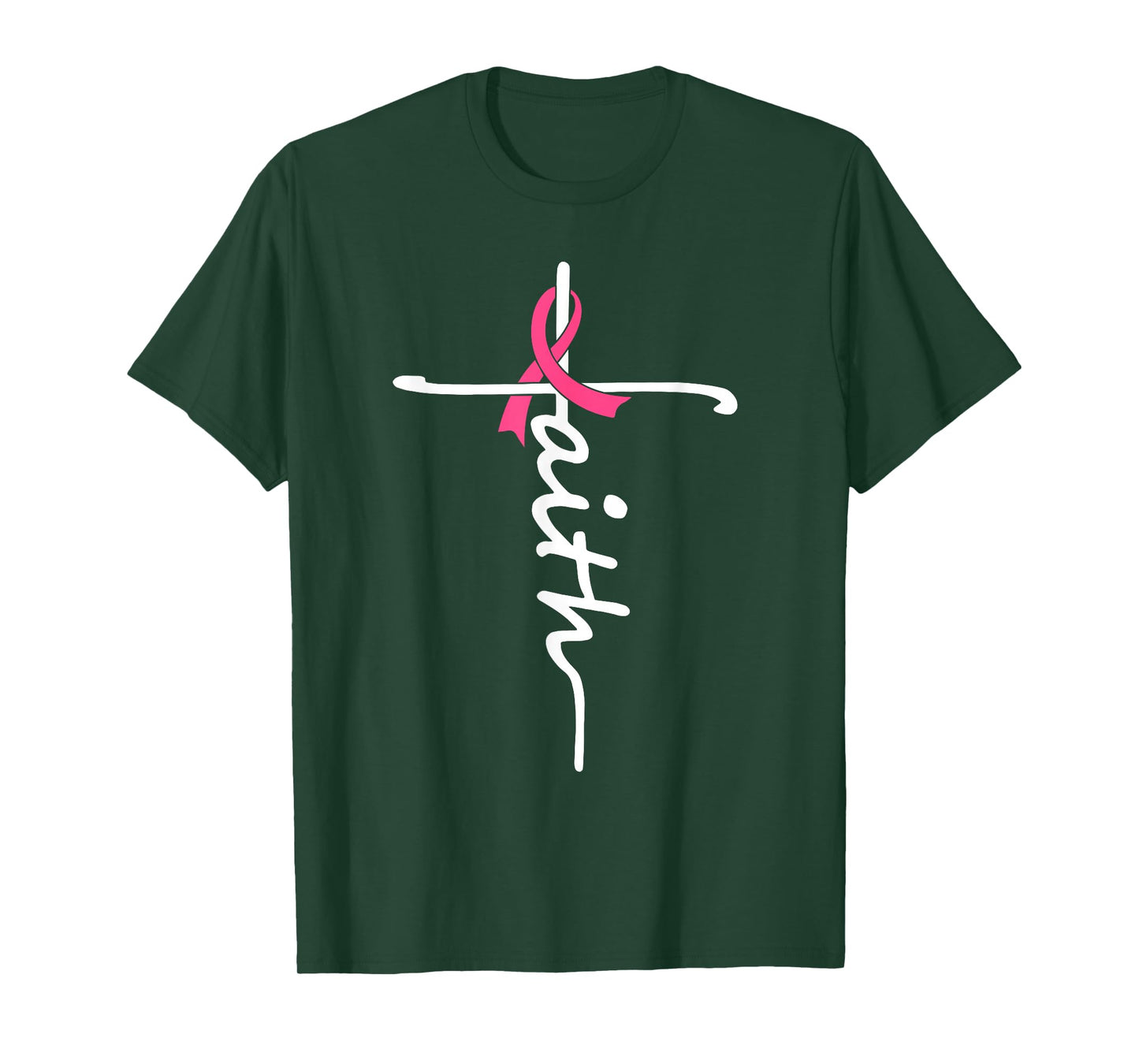 Faith Pink Ribbon Breast Cancer Awareness Support Warrior T-Shirt